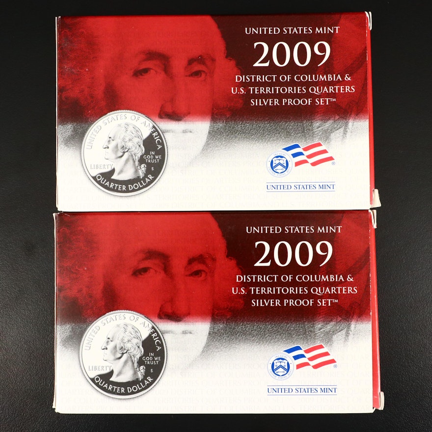 Two 2009 U.S. Mint U.S. Territories Quarters Silver Proof Sets