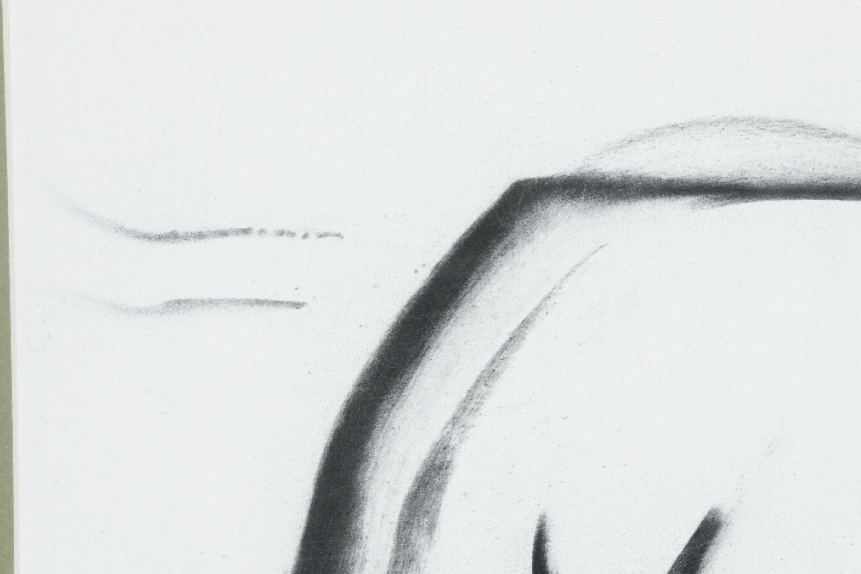 Paul Chidlaw Abstract Charcoal Drawing, Mid to Late 20th Century