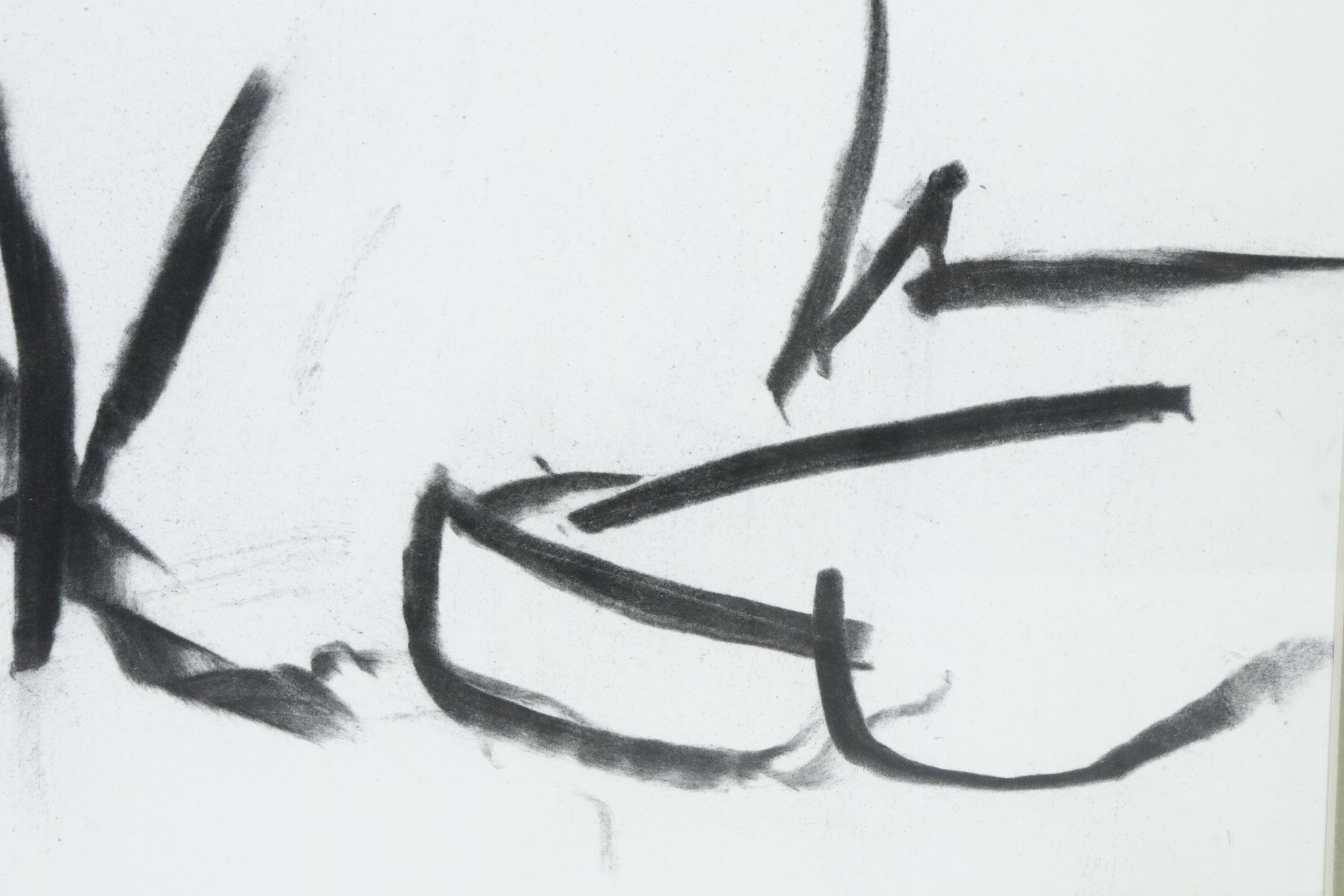 Paul Chidlaw Abstract Charcoal Drawing, Mid to Late 20th Century