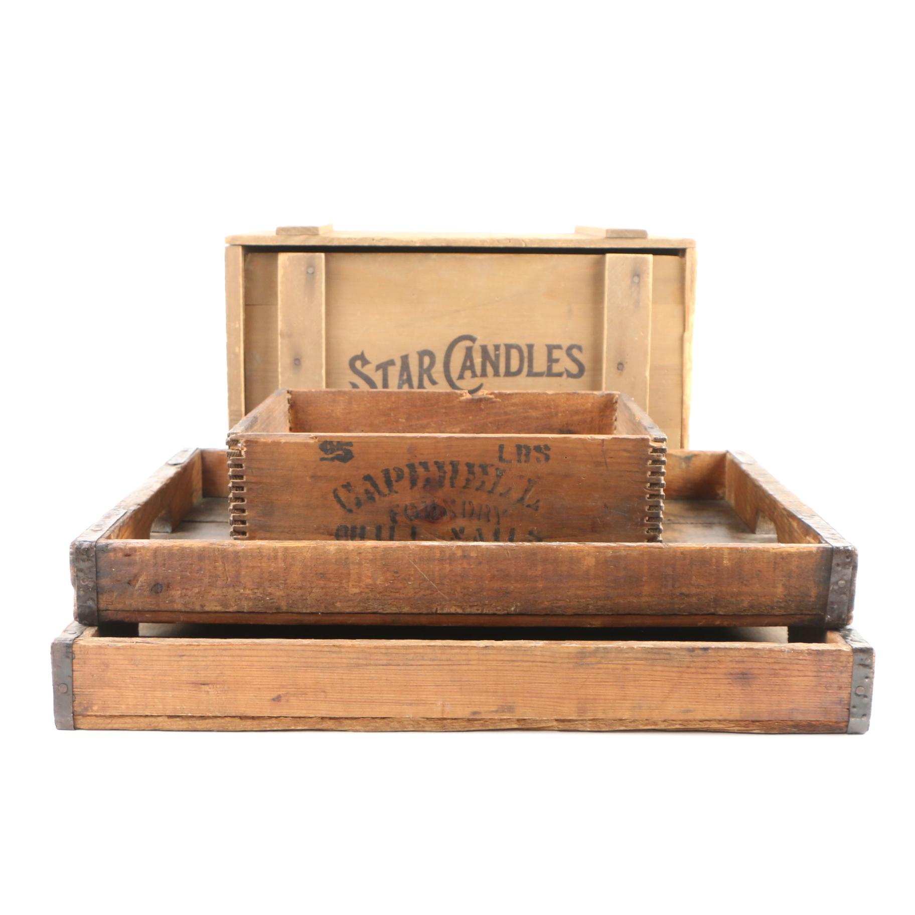 Procter & Gamble Reproduction Star Candles Wood Box and Other Shallow Trays