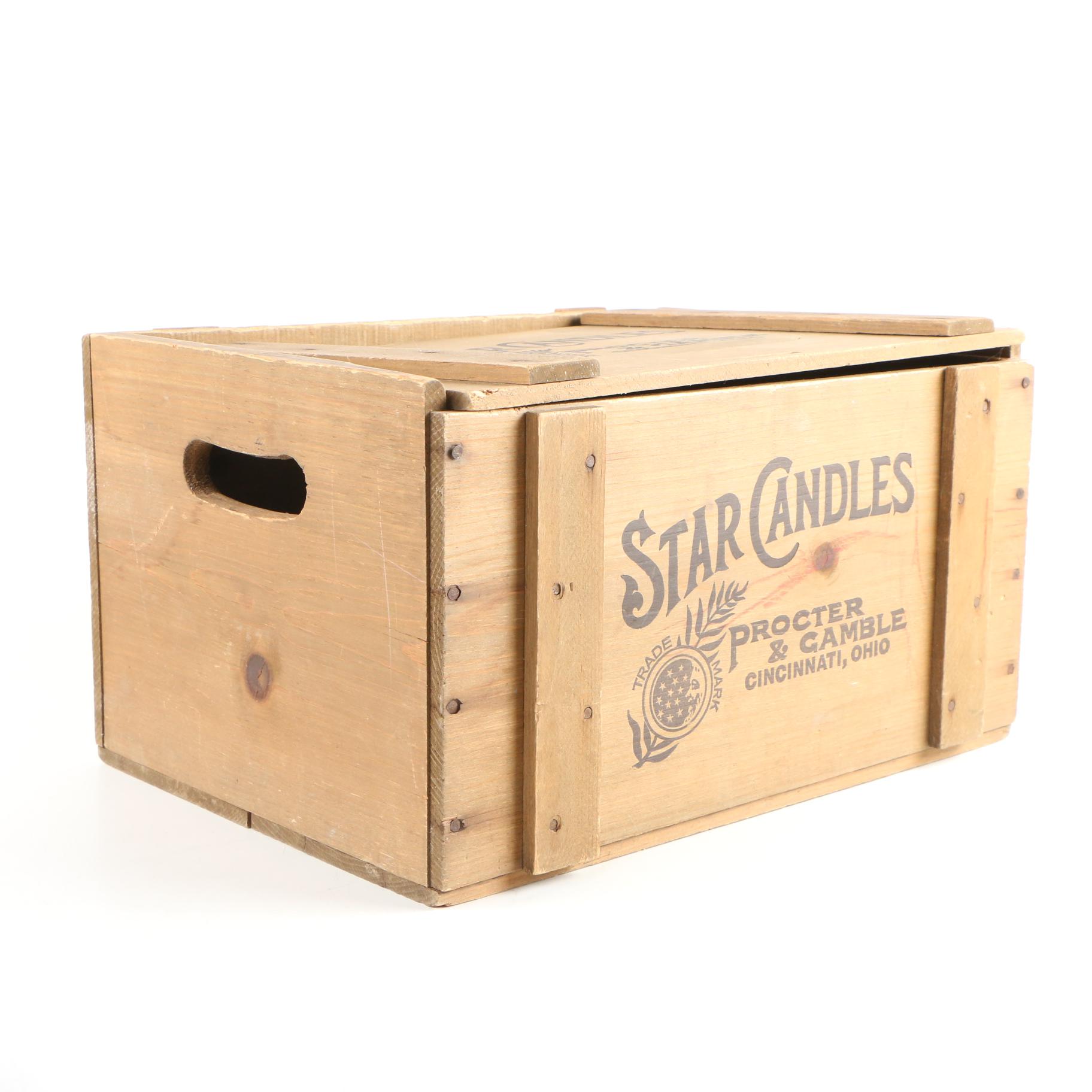 Procter & Gamble Reproduction Star Candles Wood Box and Other Shallow Trays