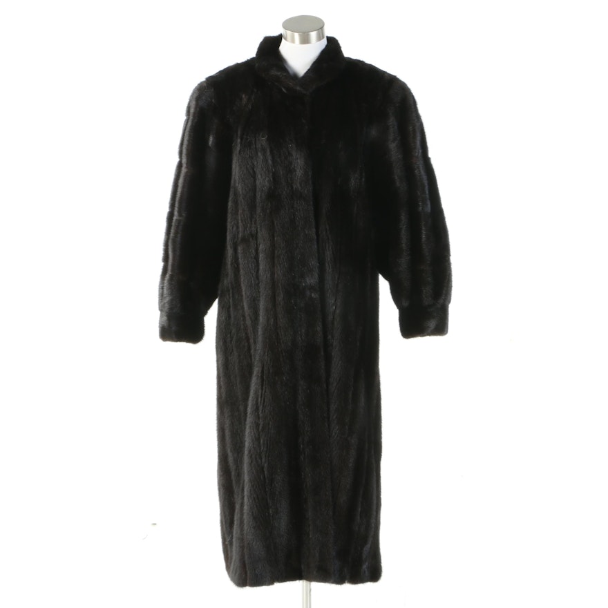 Lanvin Black Mink Fur Coat with Banded Cuffs from Evans Fur Salon at Robinson's