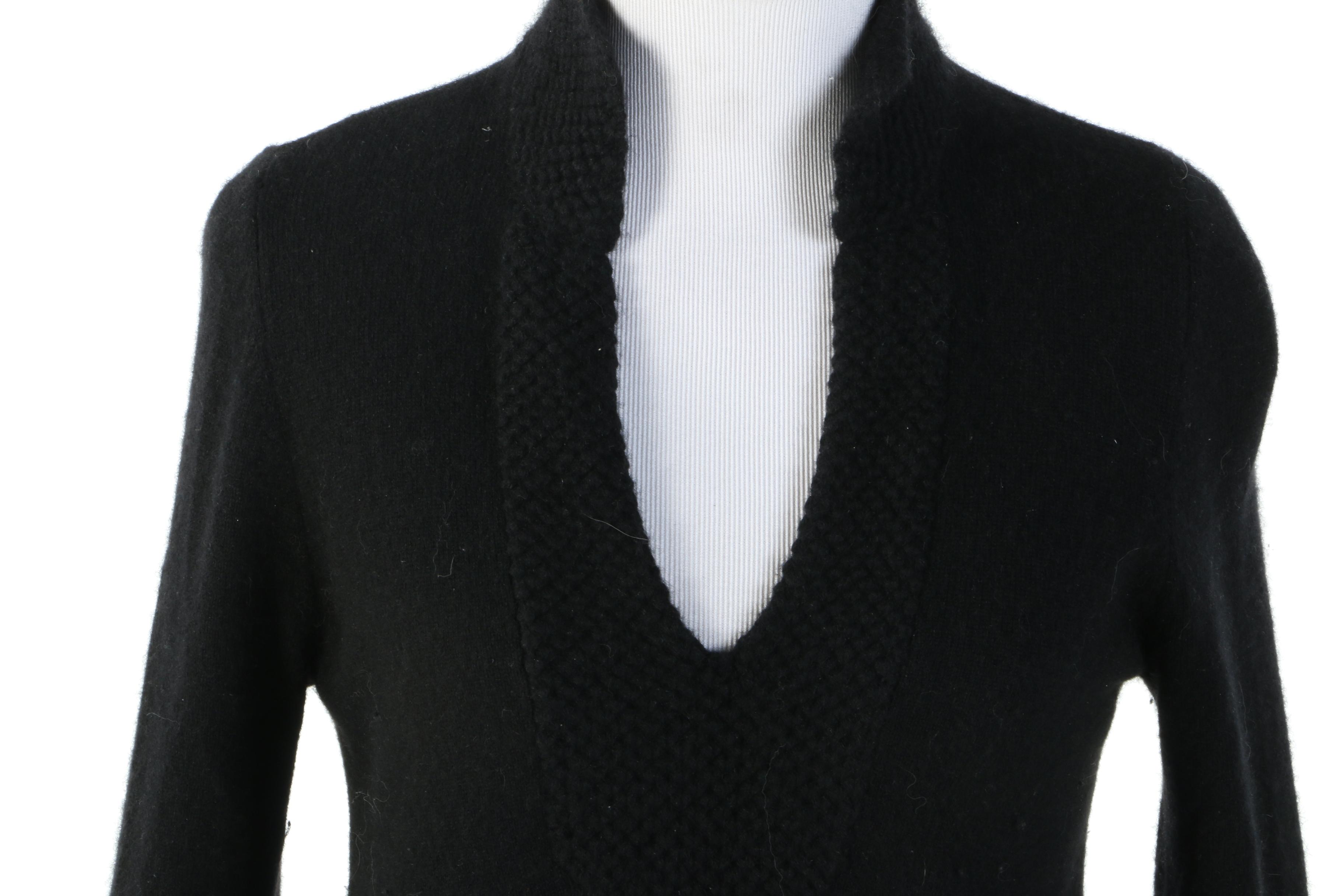 Tory Burch Black Cashmere V-Neck Tunic Sweater