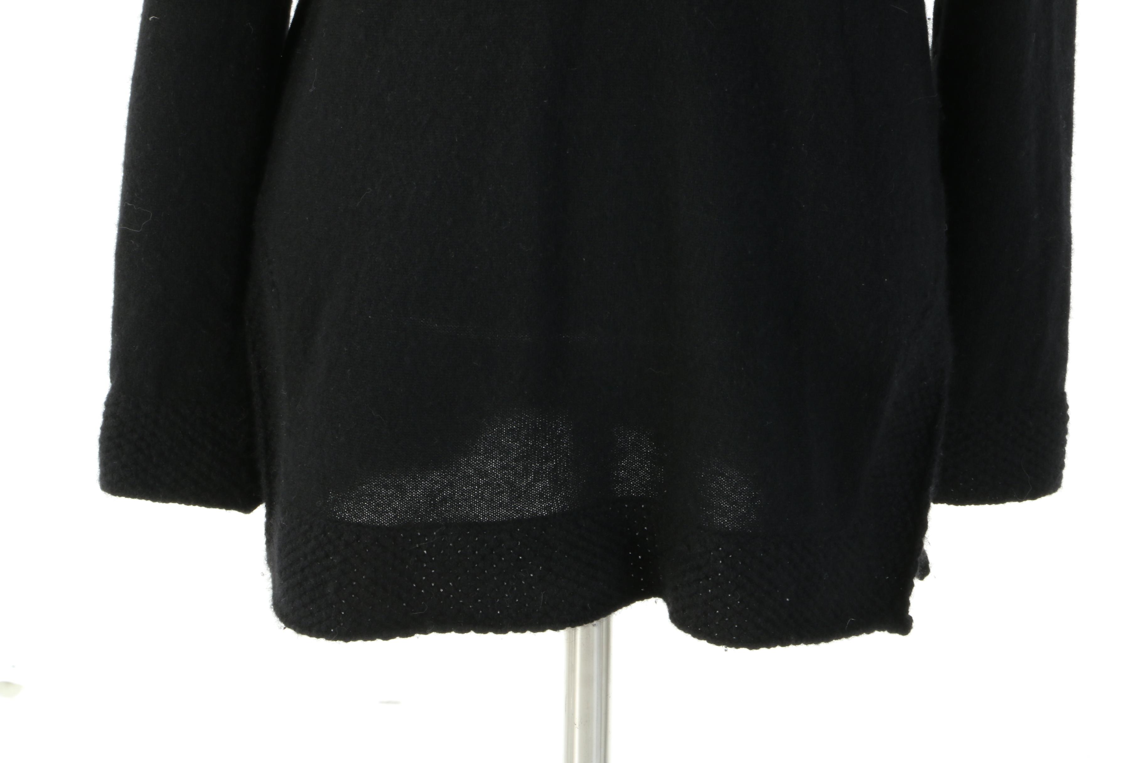 Tory Burch Black Cashmere V-Neck Tunic Sweater