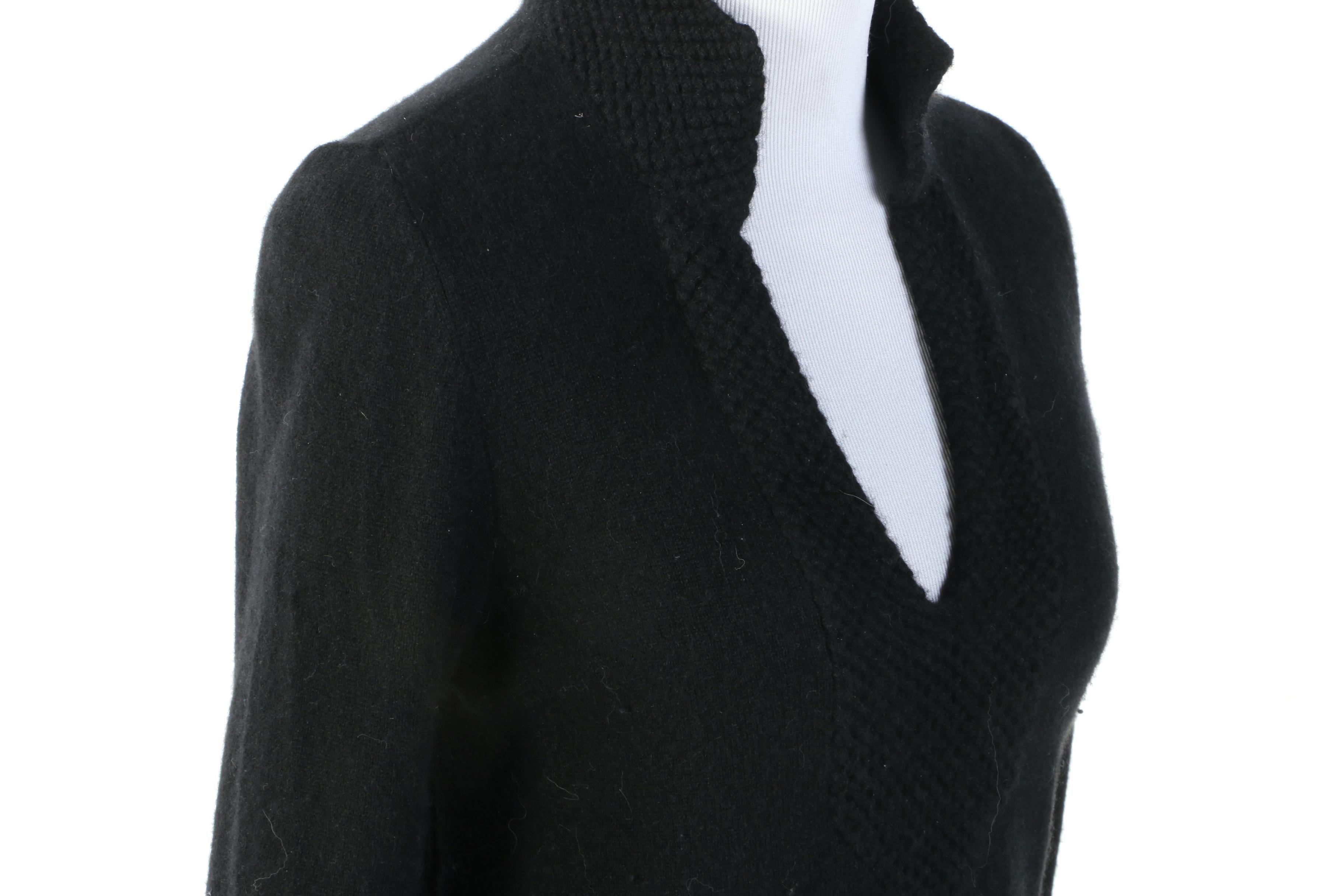 Tory Burch Black Cashmere V-Neck Tunic Sweater