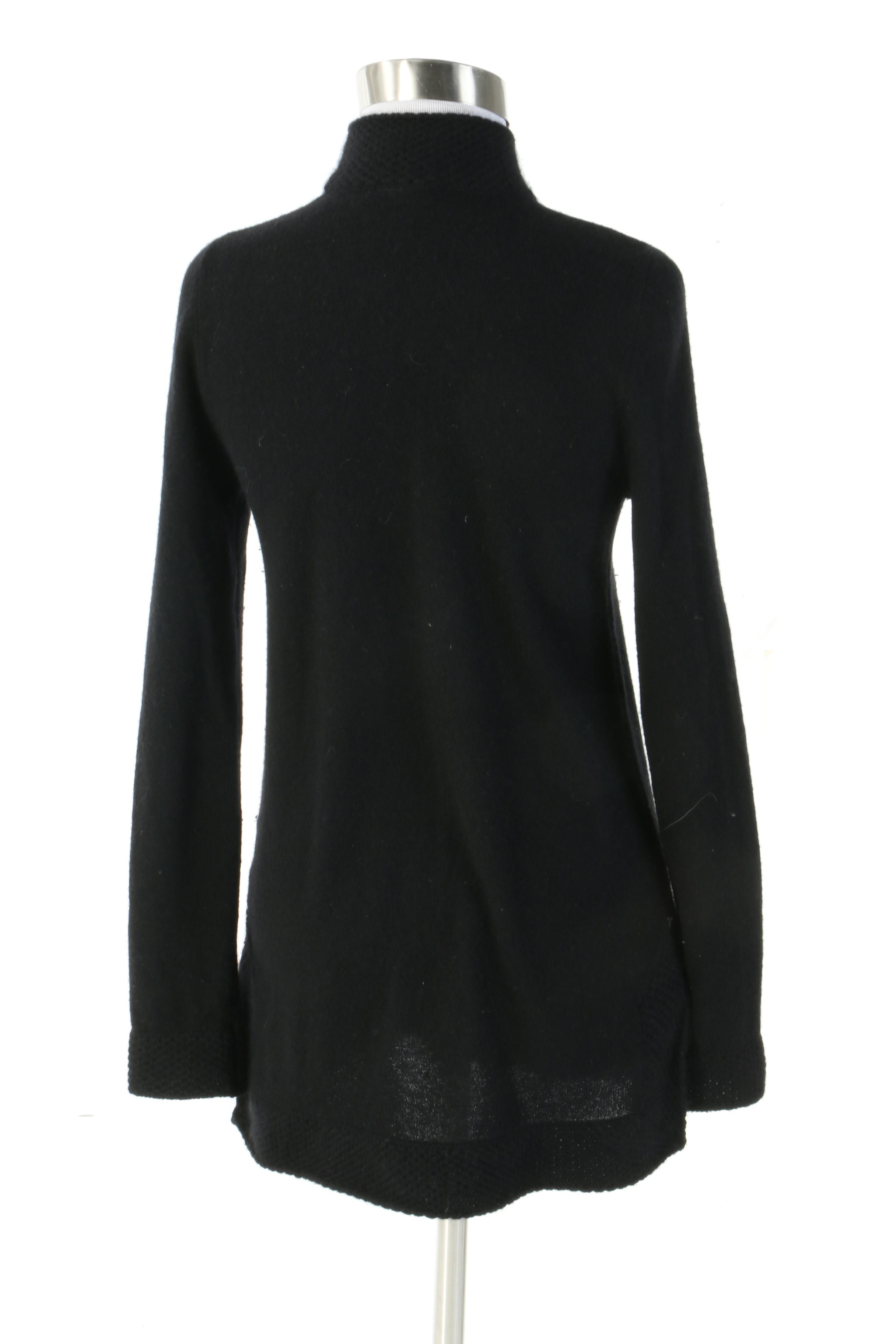 Tory Burch Black Cashmere V-Neck Tunic Sweater