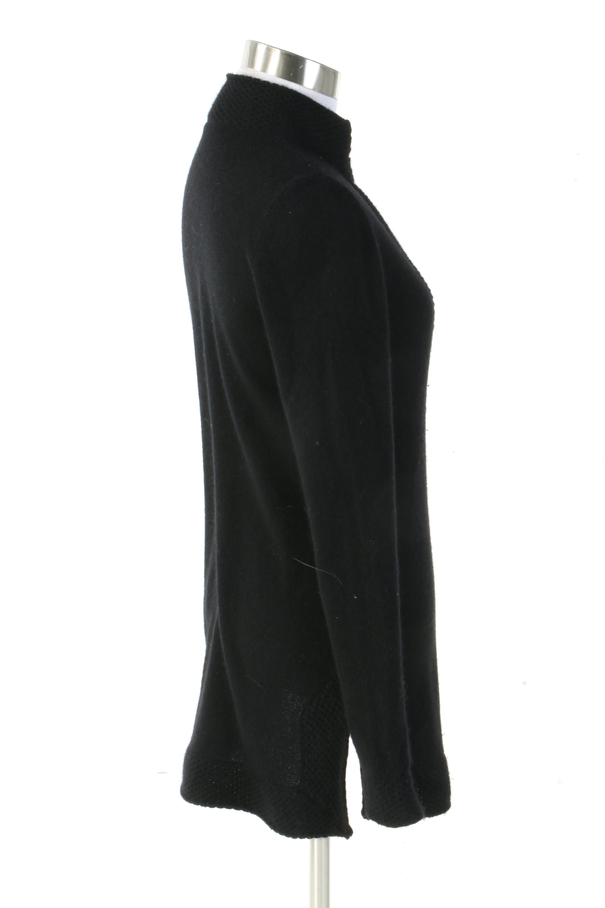 Tory Burch Black Cashmere V-Neck Tunic Sweater