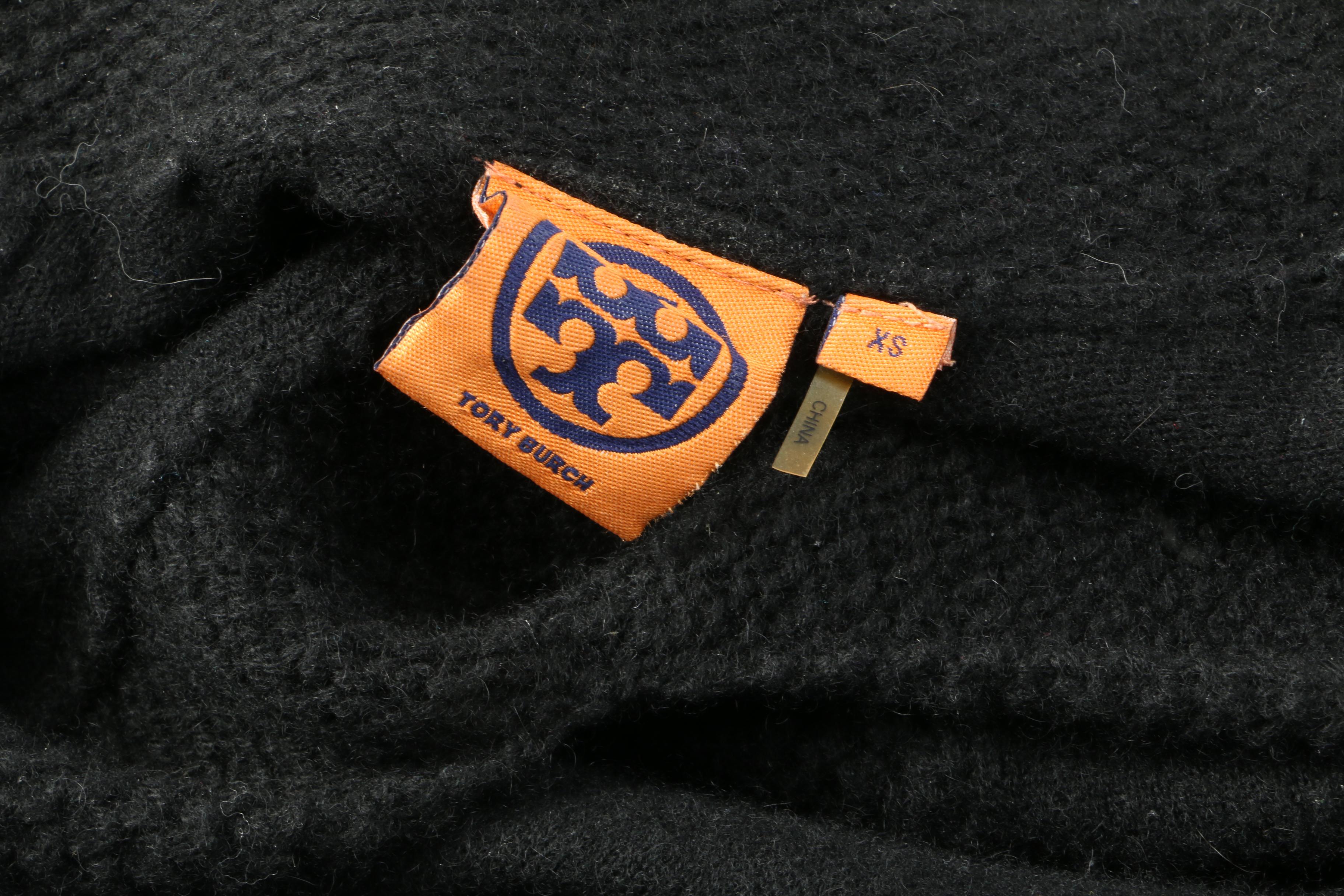 Tory Burch Black Cashmere V-Neck Tunic Sweater