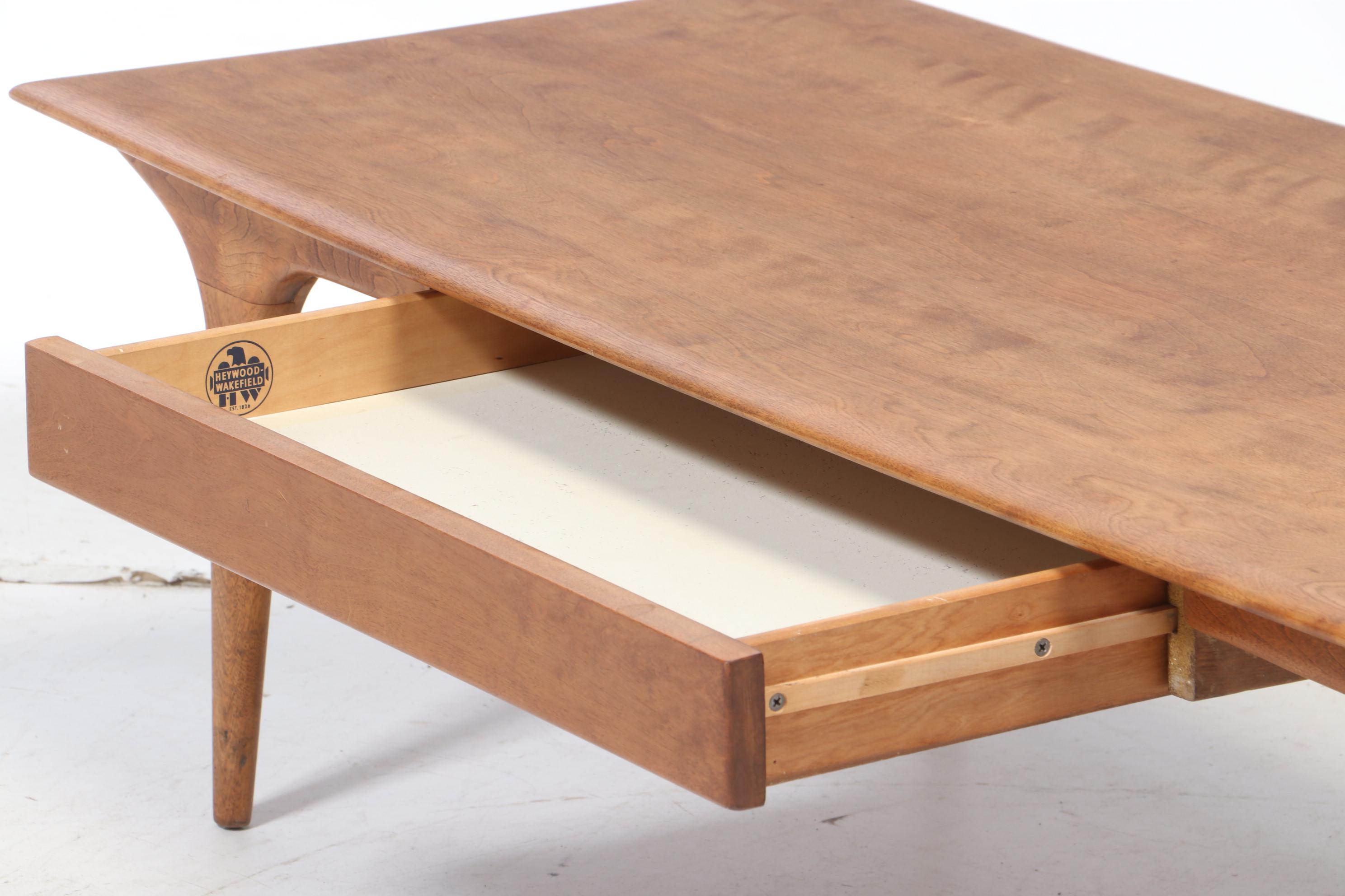 Heywood-Wakefield Mid Century Modern Sherry-Finished Birch Cocktail Table