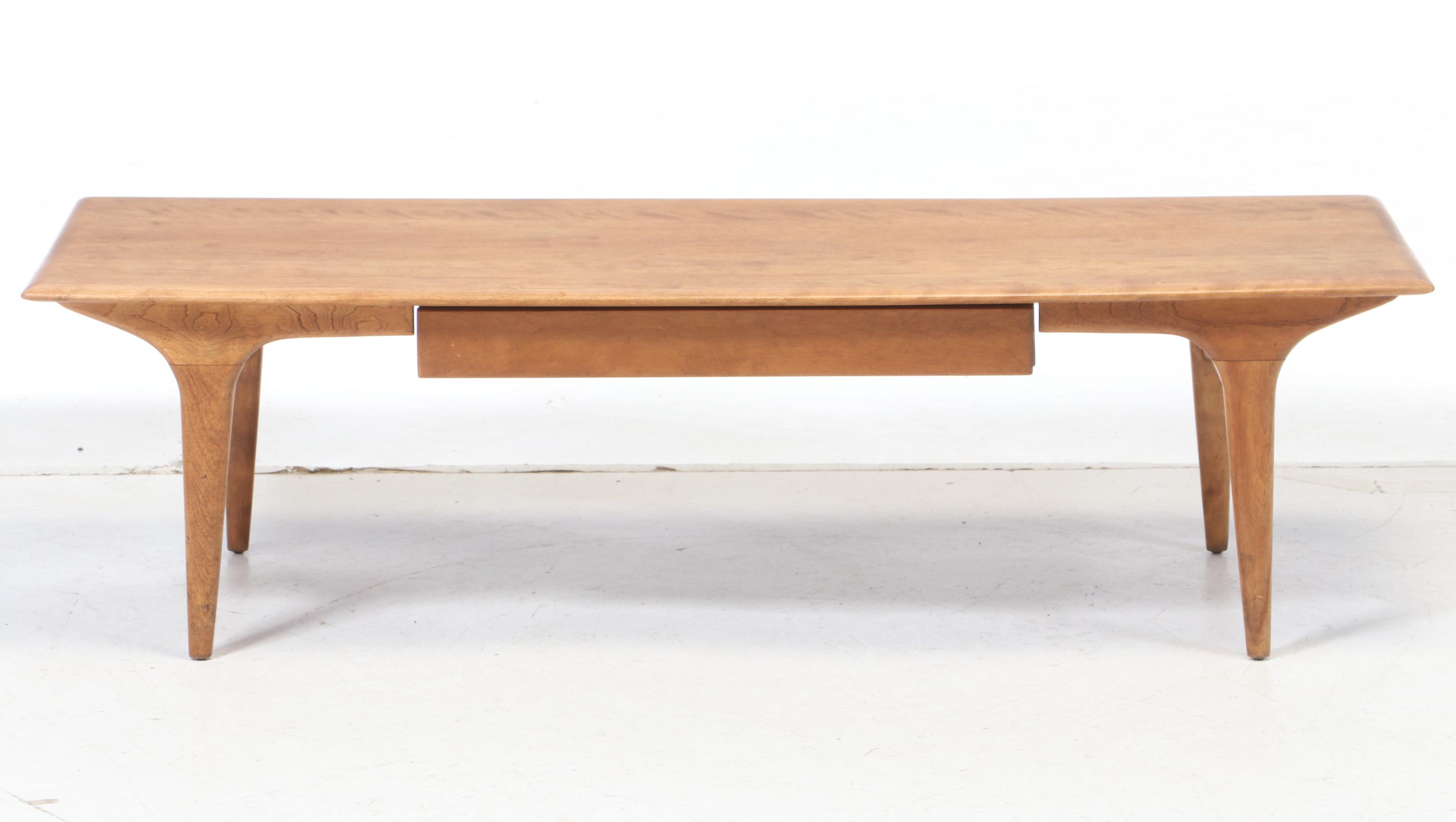 Heywood-Wakefield Mid Century Modern Sherry-Finished Birch Cocktail Table