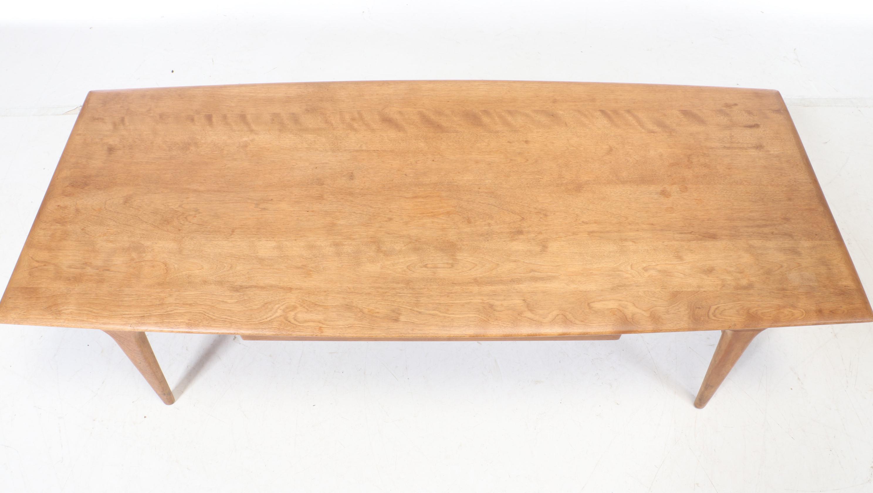 Heywood-Wakefield Mid Century Modern Sherry-Finished Birch Cocktail Table