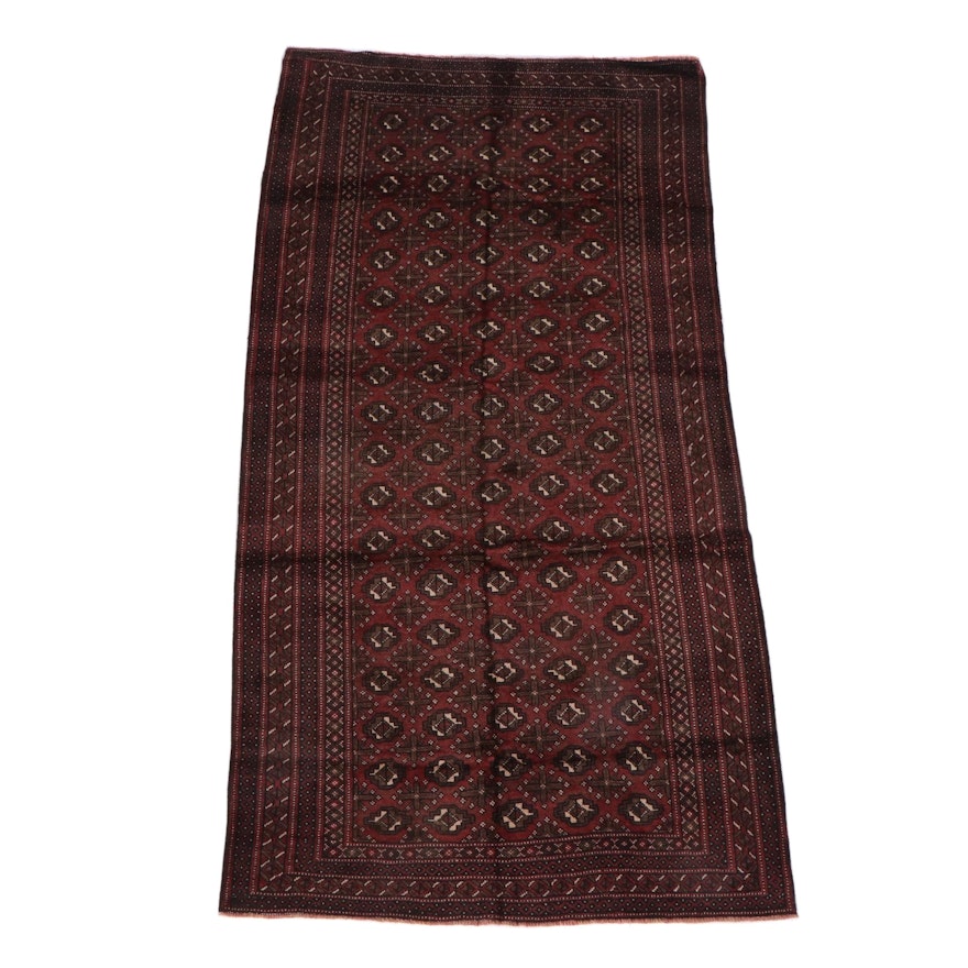 4'8 x 9'1 Hand-Knotted Persian Turkoman Bokhara Wool Rug
