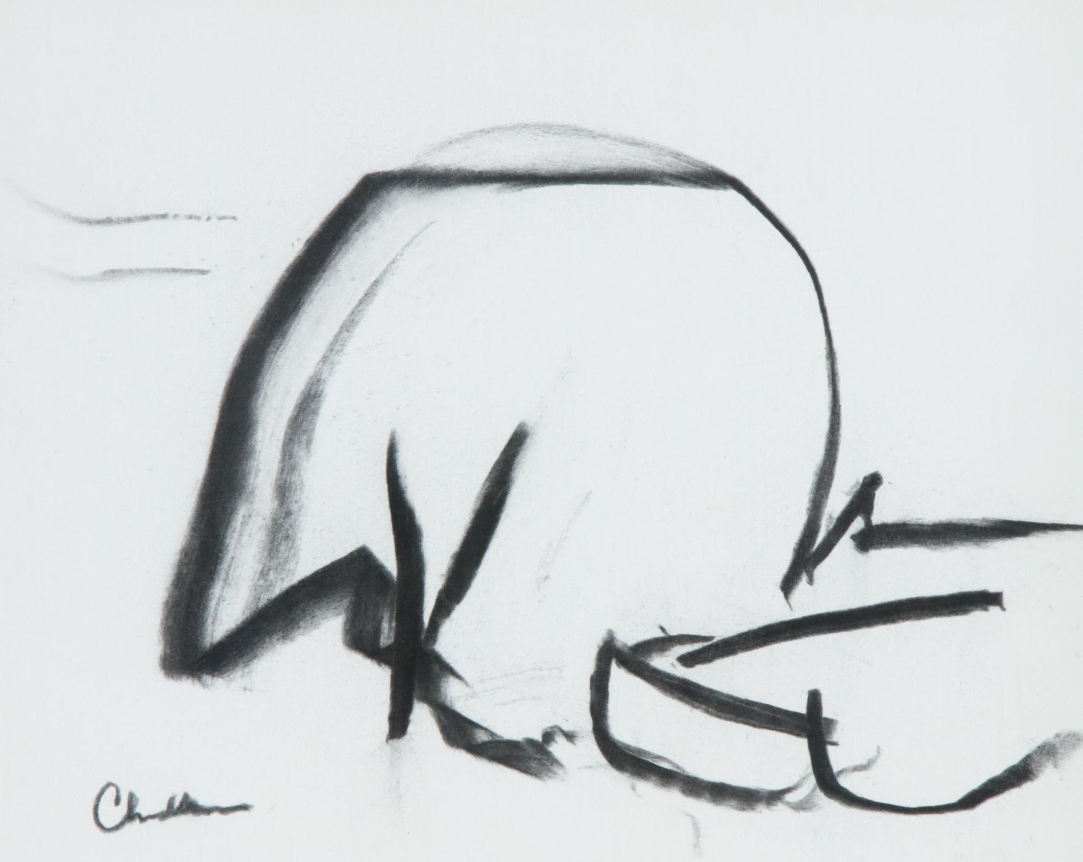 Paul Chidlaw Abstract Charcoal Drawing, Mid to Late 20th Century