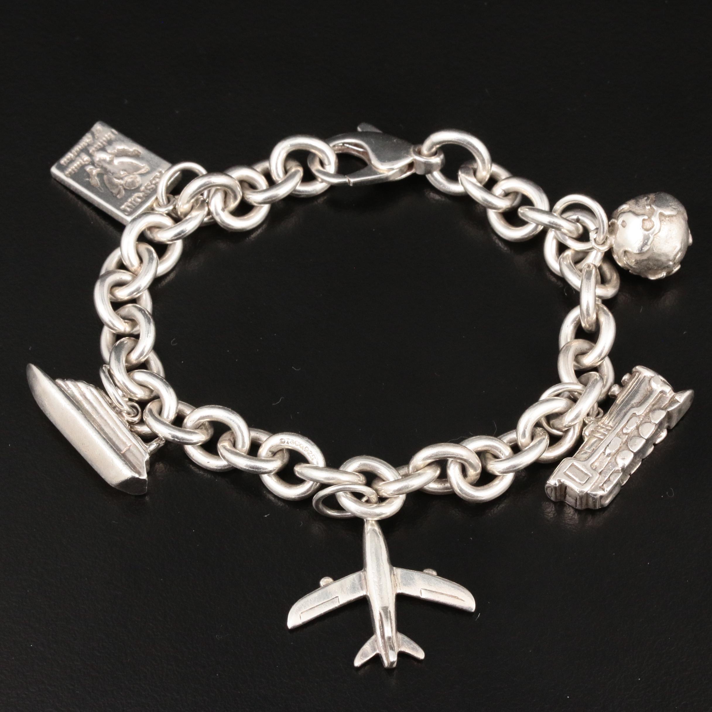 Tiffany Sterling Silver Travel Themed Charm Bracelet EBTH