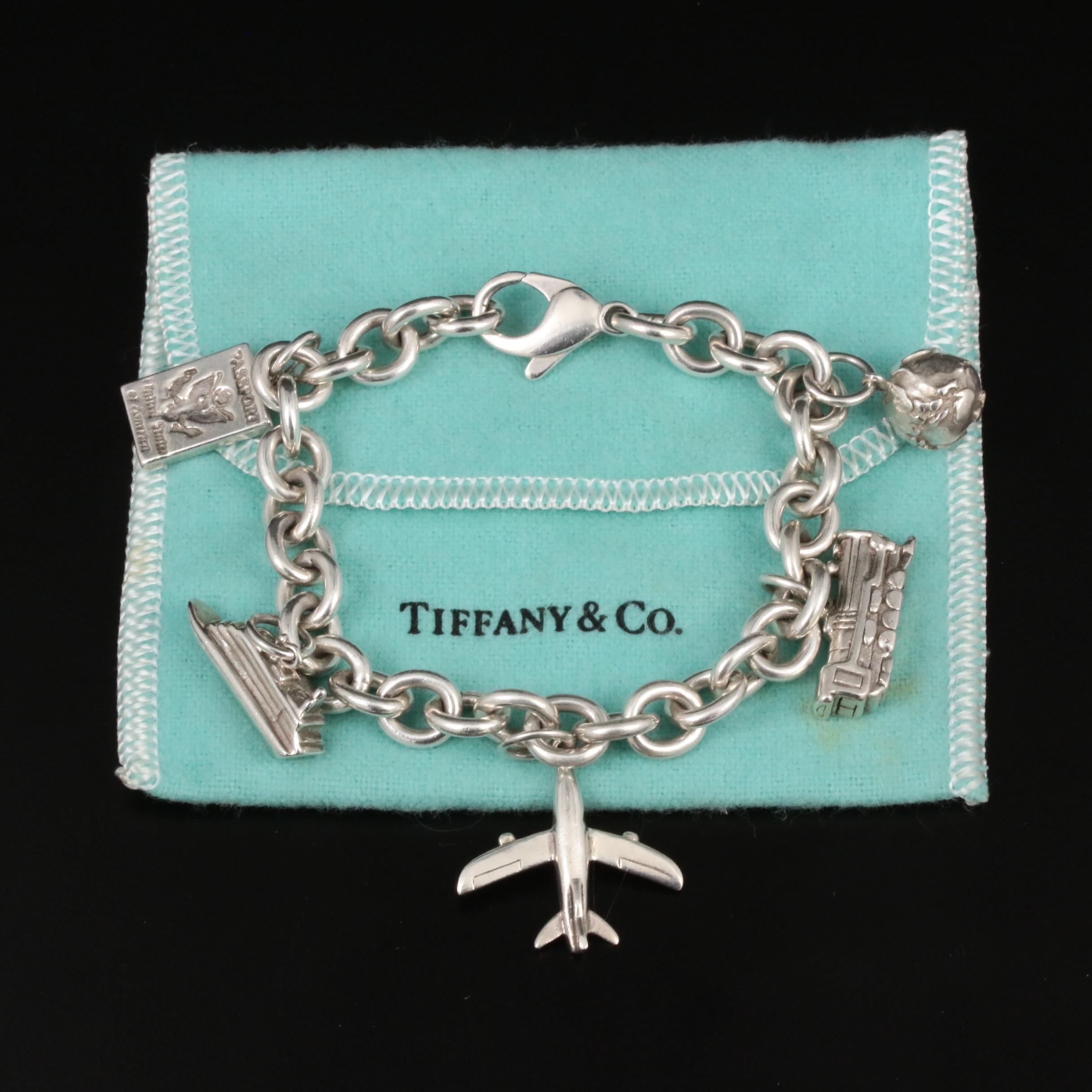 Tiffany & Co. Sterling Silver Travel Themed Charm Bracelet