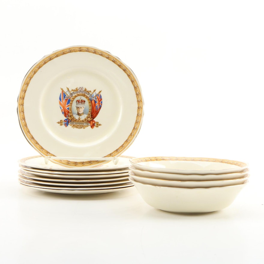 Grindley "His Majesty Edward VIII" Fruit Bowls and Dessert Plates