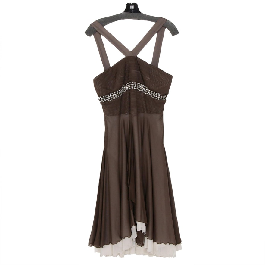 Andy Thé Anh Embellished Silk Pleated Swing Dress