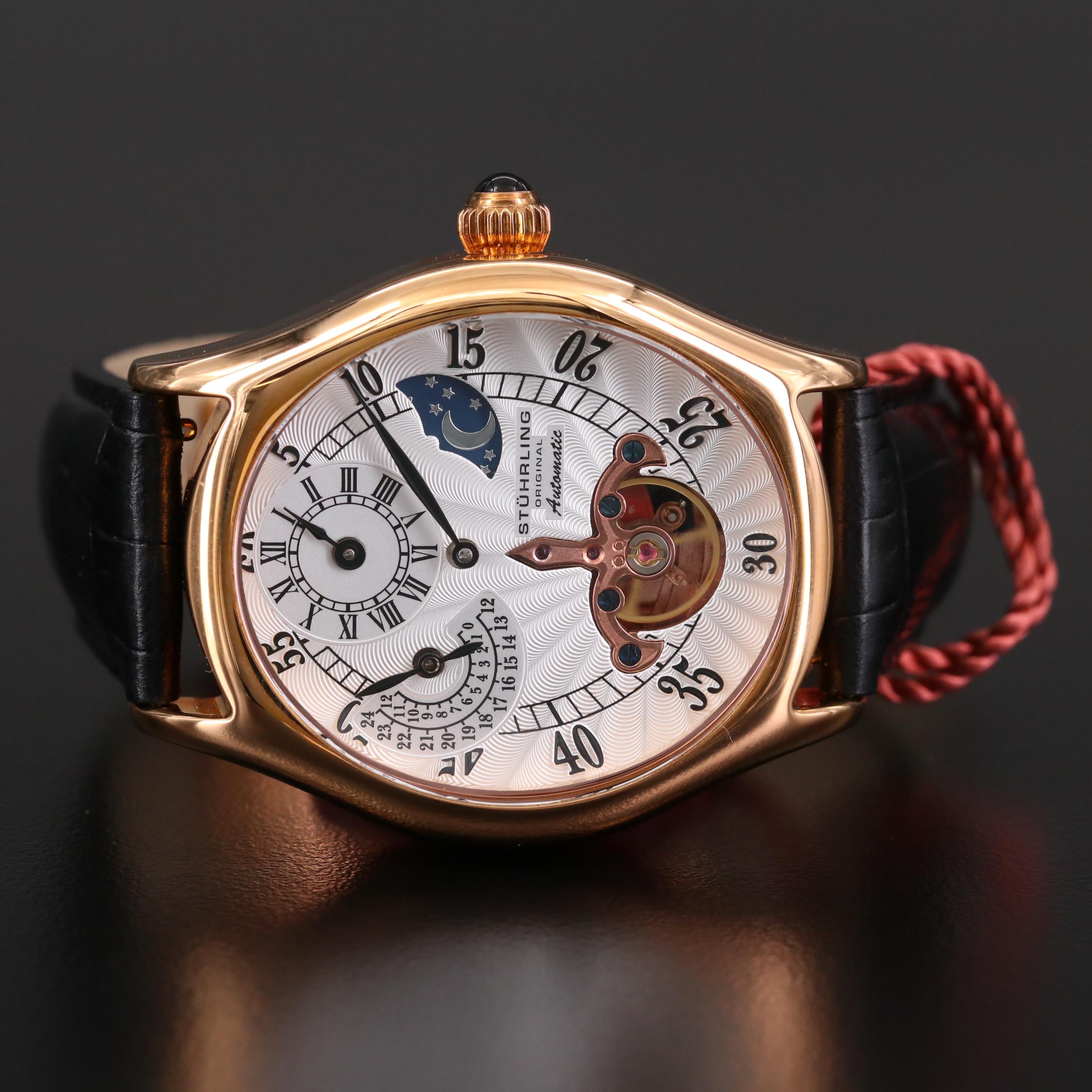 Stührling Adamas Automatic Regulator Rose Gold Tone Watch