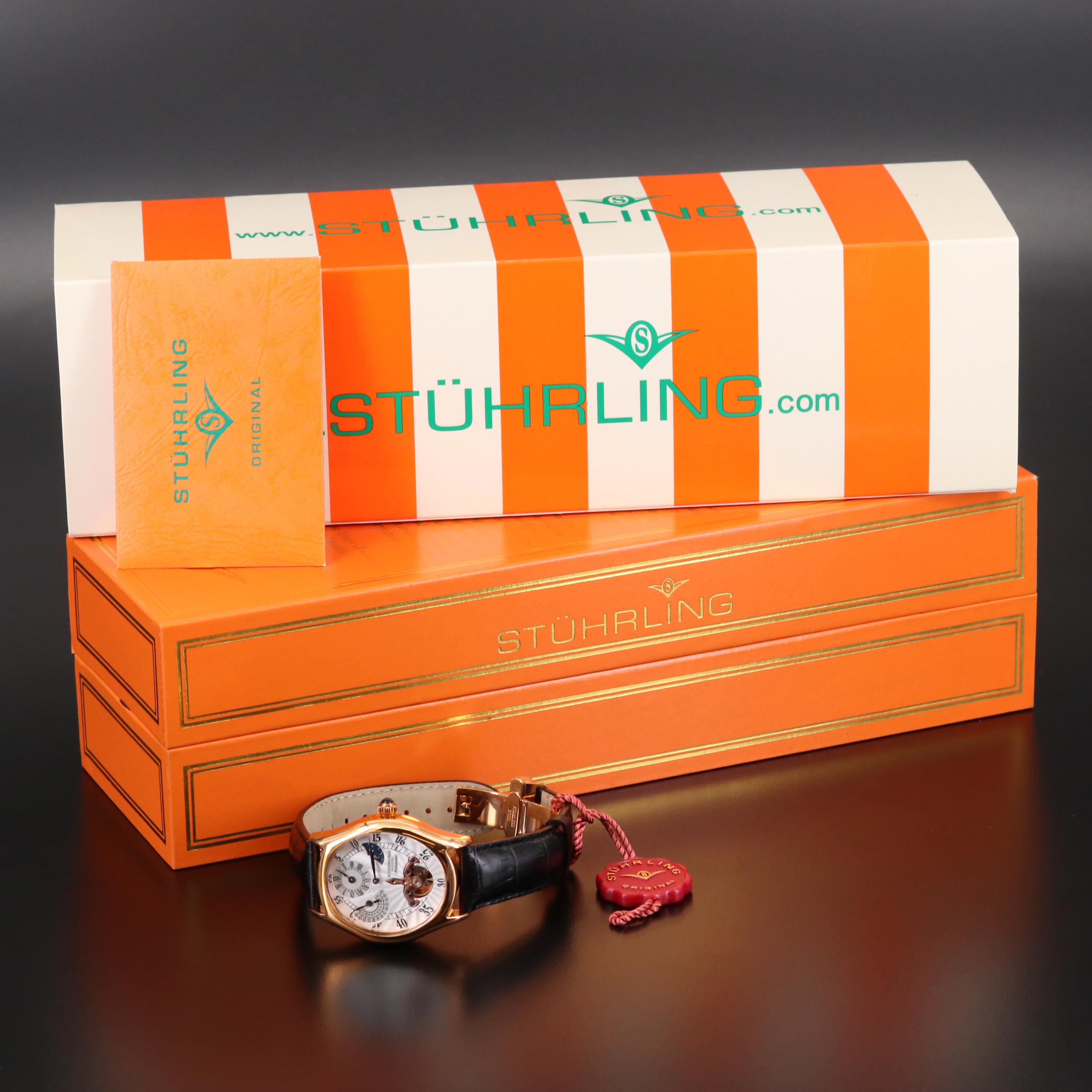 Stührling Adamas Automatic Regulator Rose Gold Tone Watch
