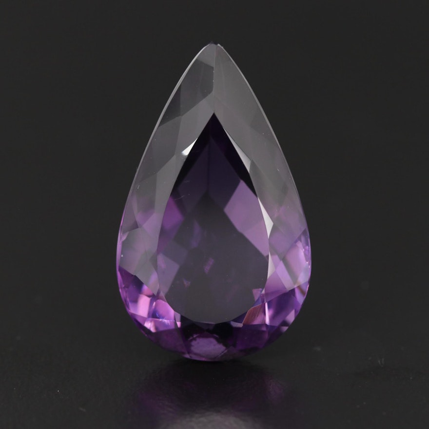 Loose 26.53 CT Pear Faceted Amethyst Gemstone