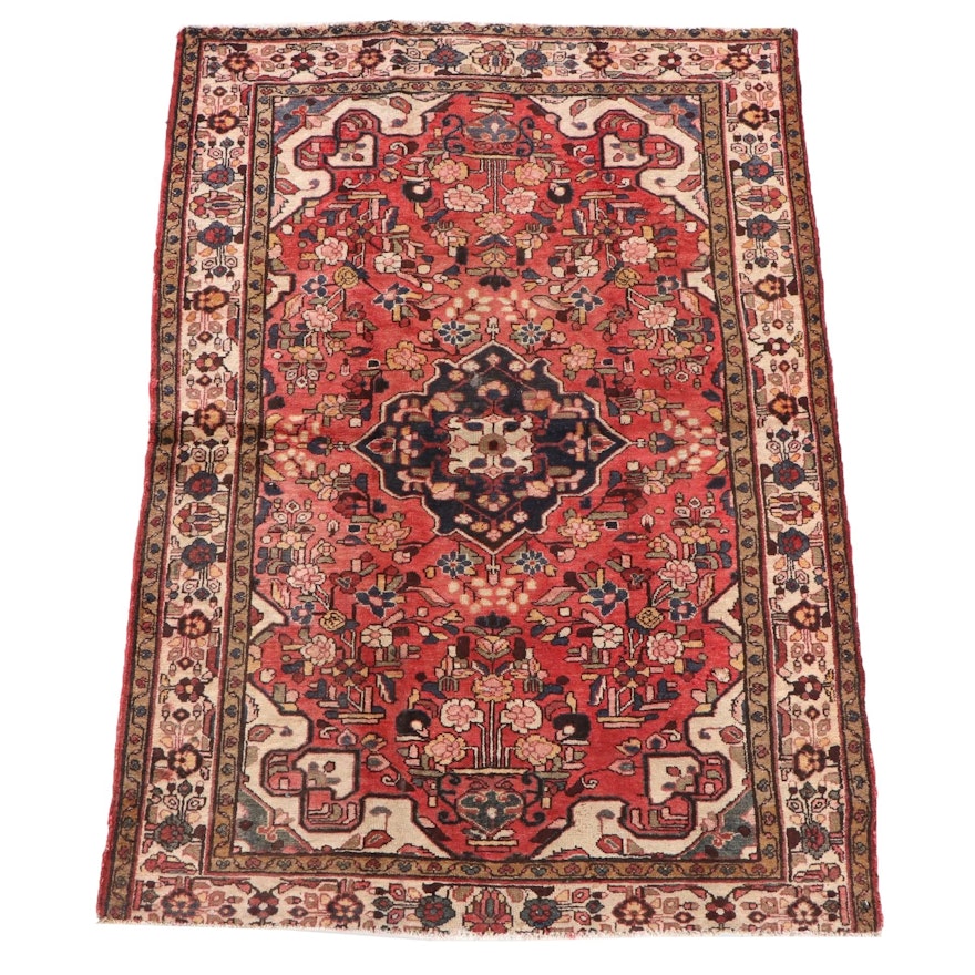 4'10 x 6'9 Hand-Knotted Persian Heriz Wool Rug