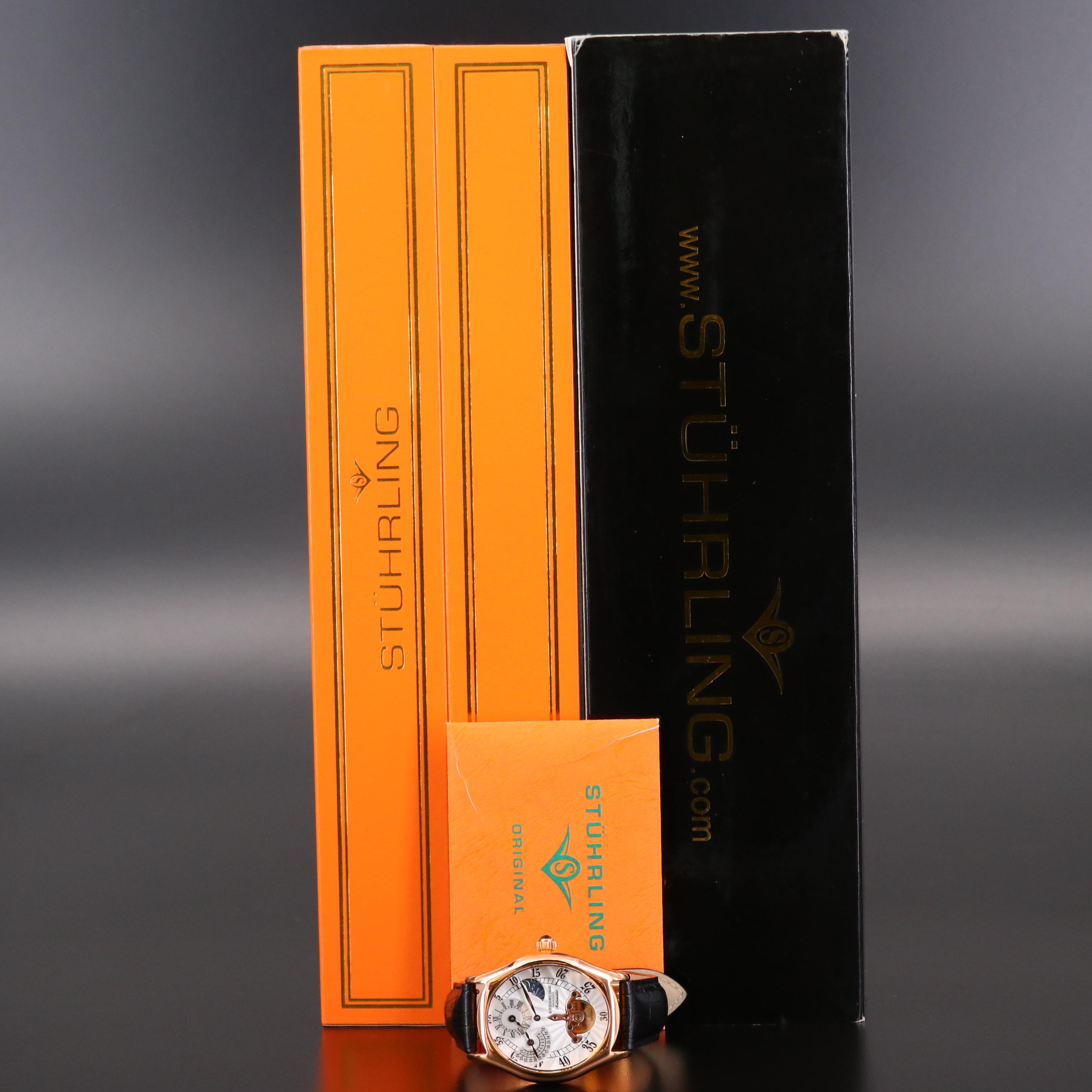 Stuhrling Adamas Automatic Regulator Rose Gold Tone Watch