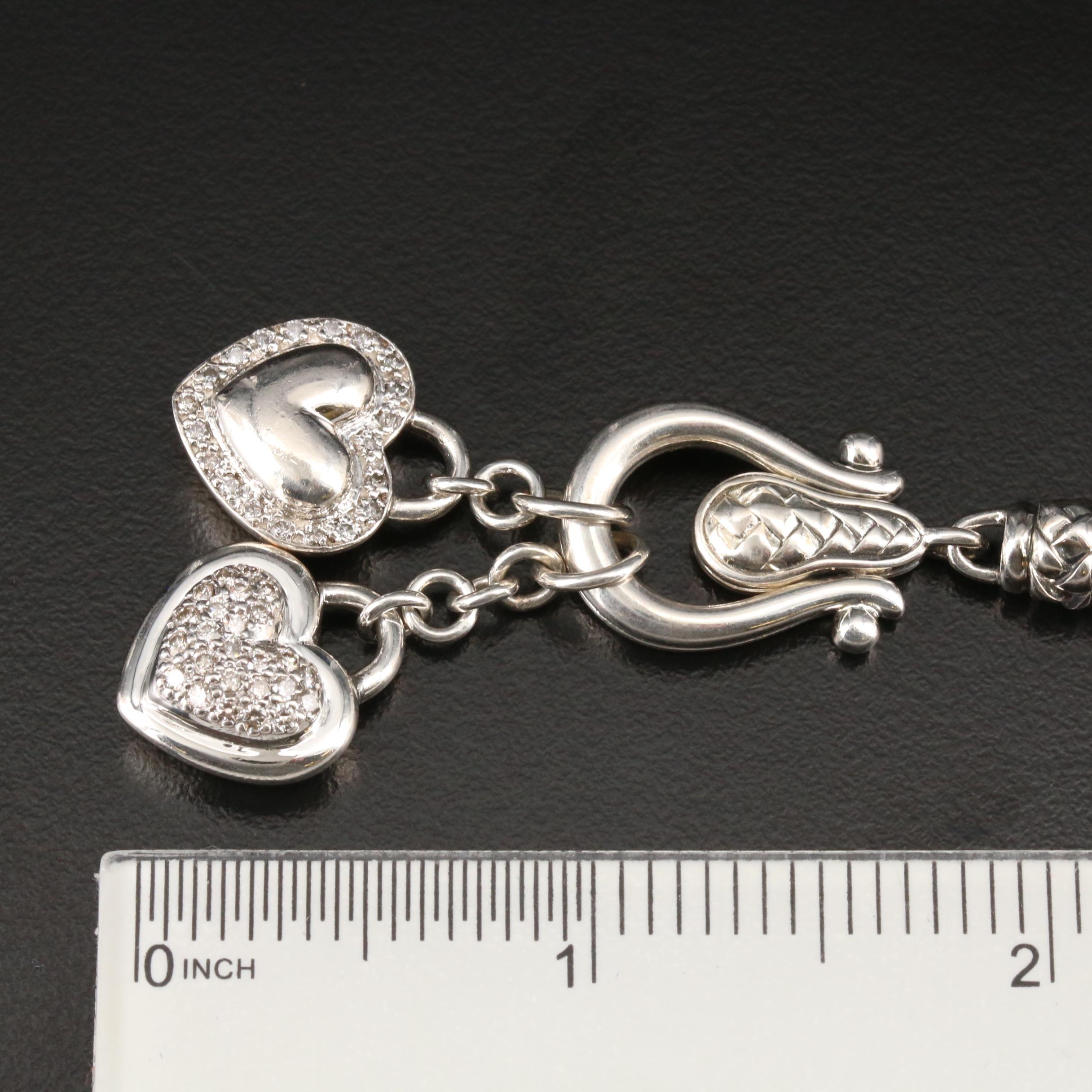 Scott Kay Sterling Silver Diamond Heart Charm Necklace