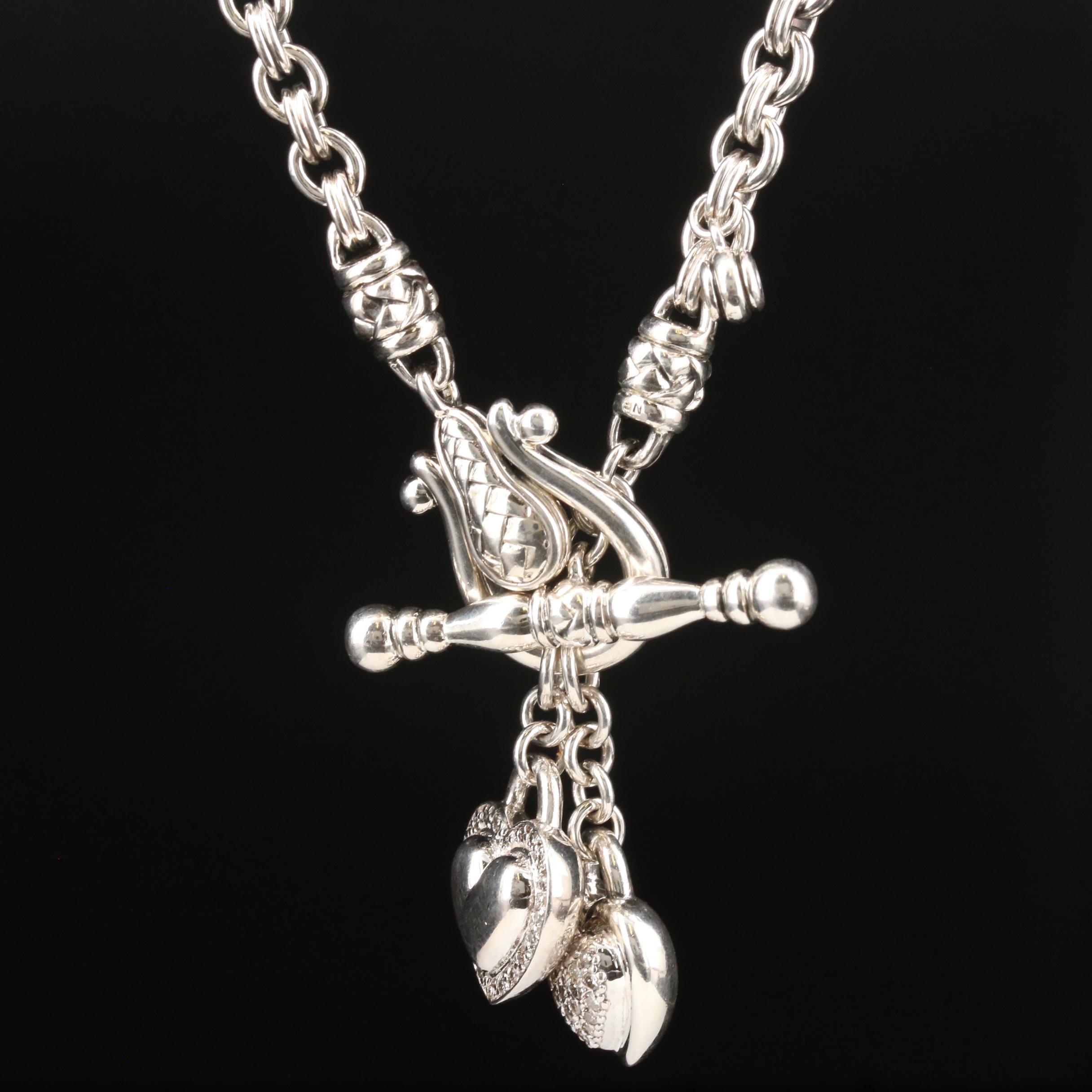 Scott Kay Sterling Silver Diamond Heart Charm Necklace