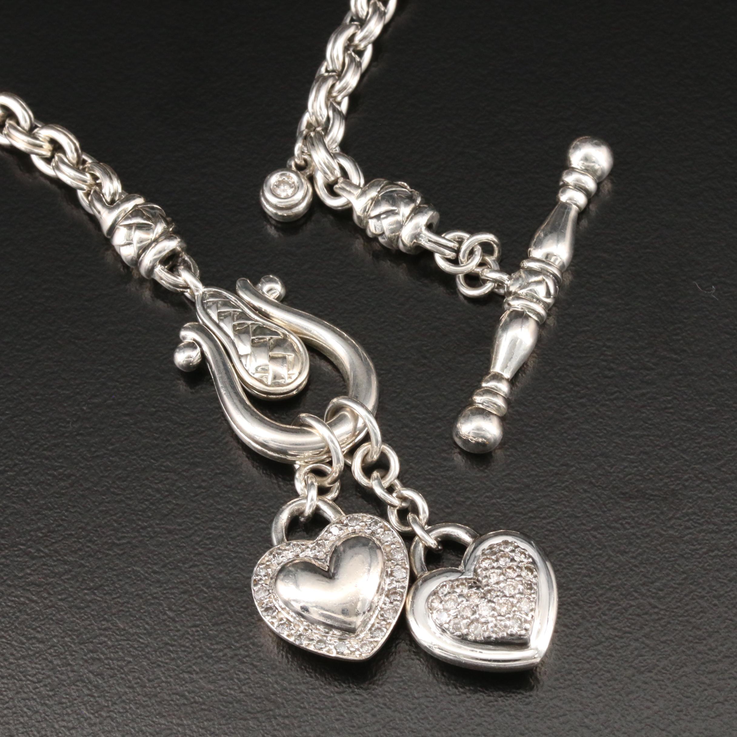 Scott Kay Sterling Silver Diamond Heart Charm Necklace