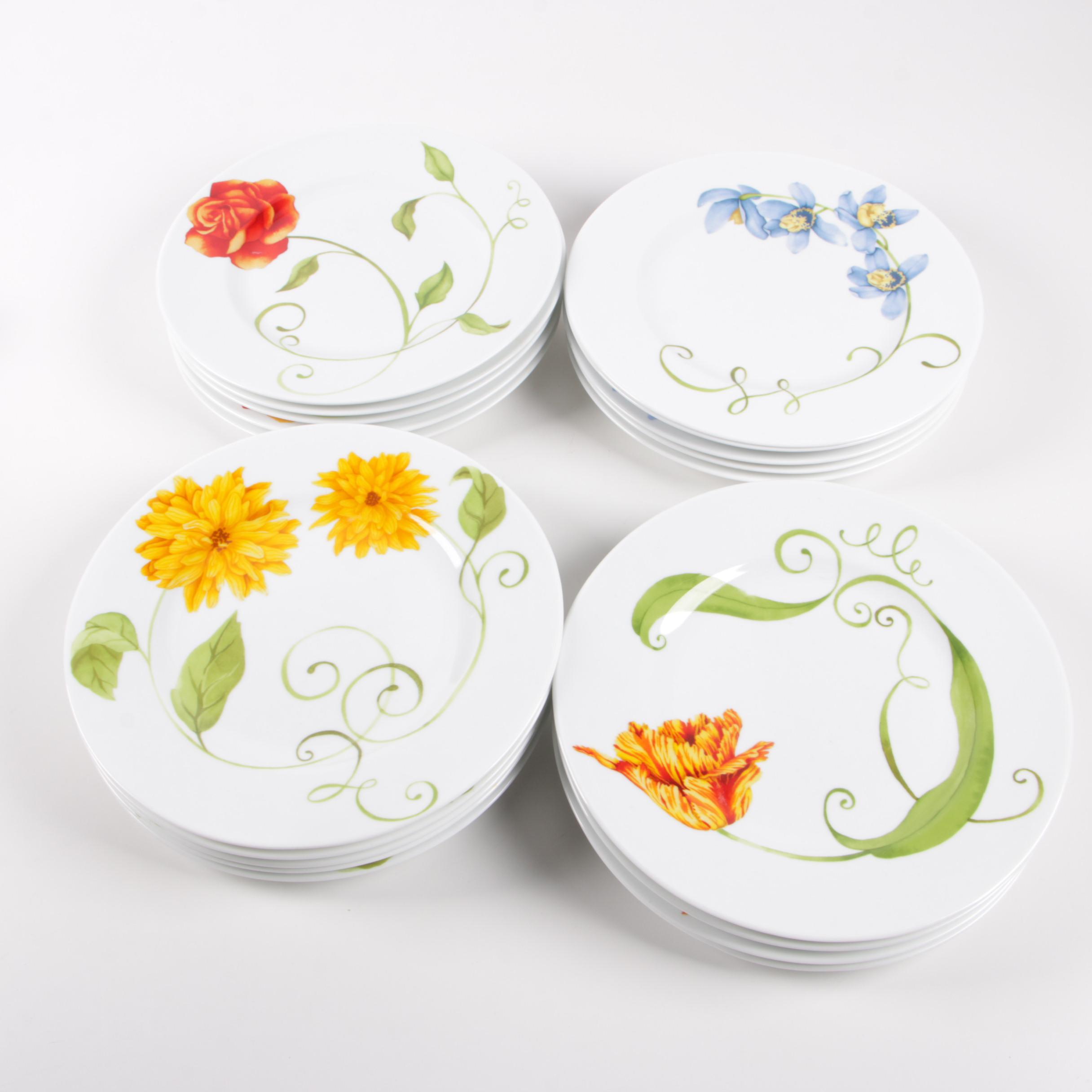 Westbury Court "Lyrical Blooms" Porcelain Dinnerware, Late 20th Century