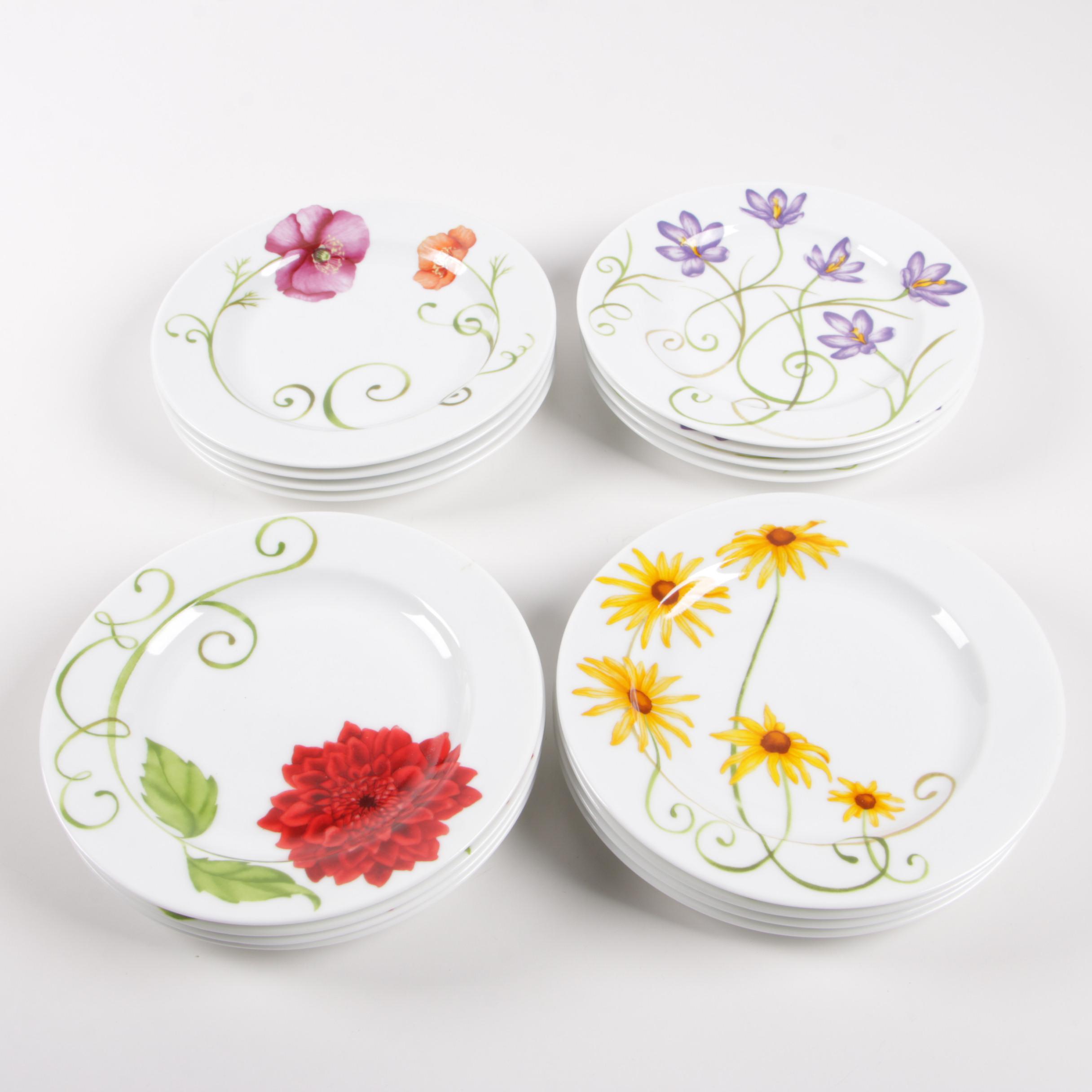 Westbury Court "Lyrical Blooms" Porcelain Dinnerware, Late 20th Century