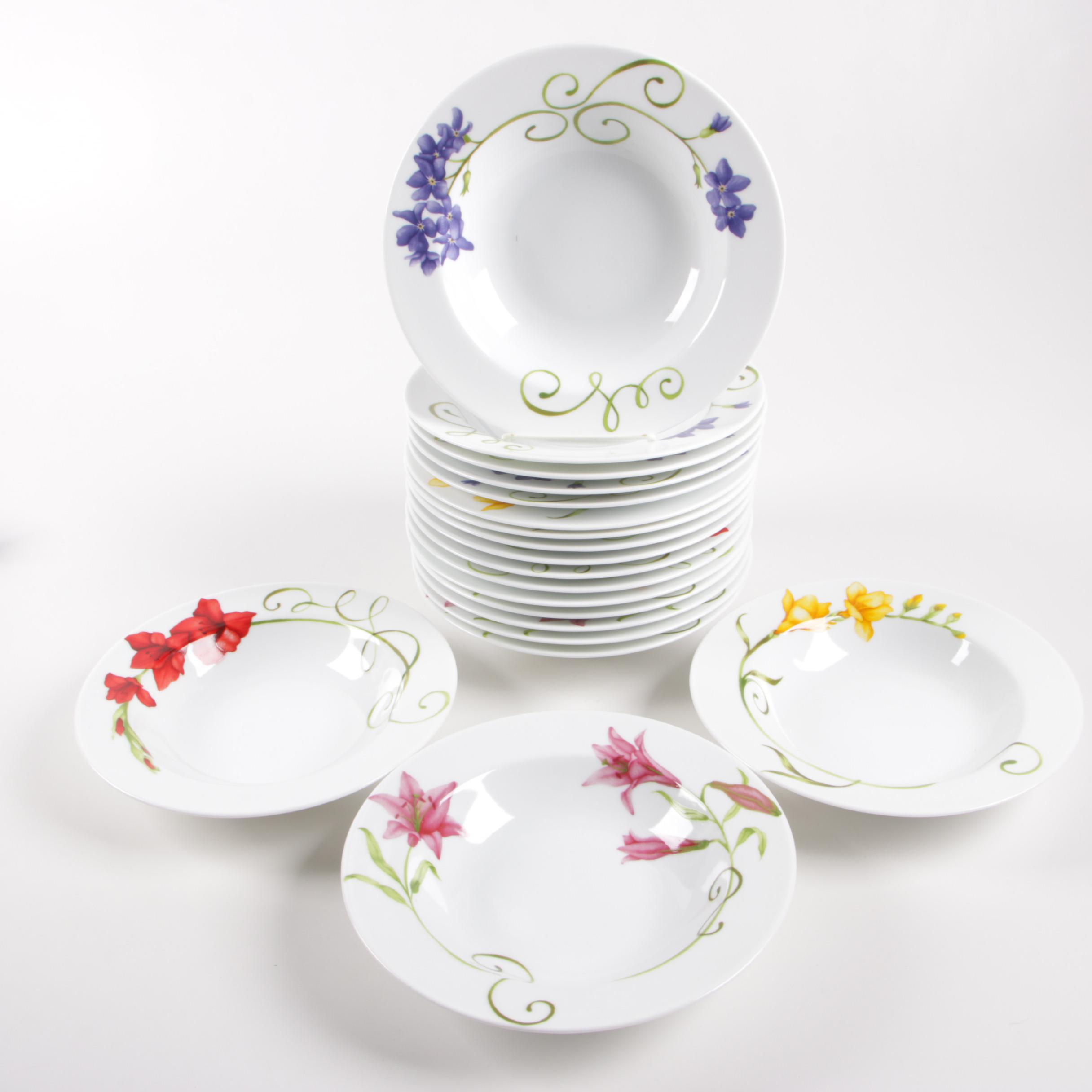 Westbury Court "Lyrical Blooms" Porcelain Dinnerware, Late 20th Century