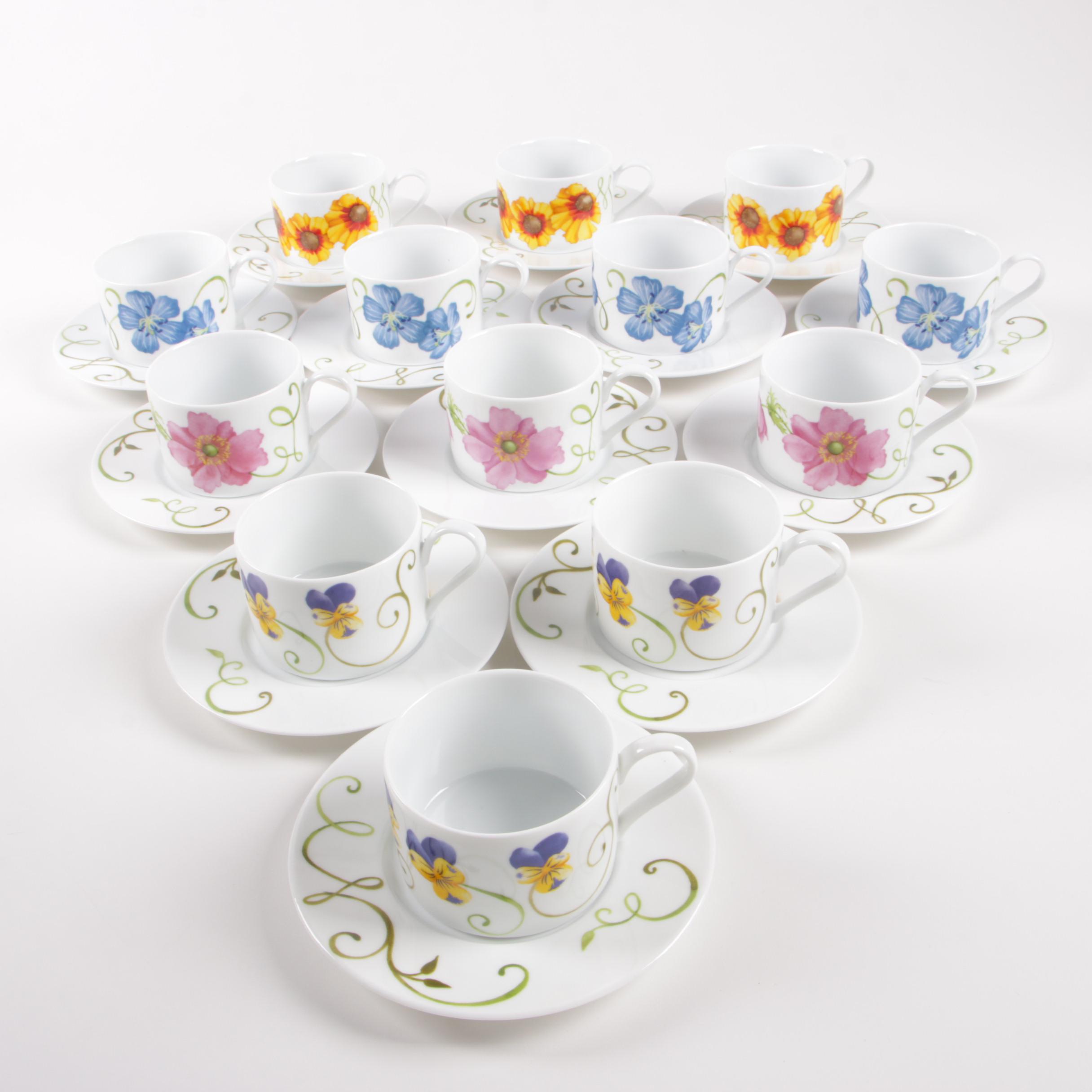 Westbury Court "Lyrical Blooms" Porcelain Dinnerware, Late 20th Century