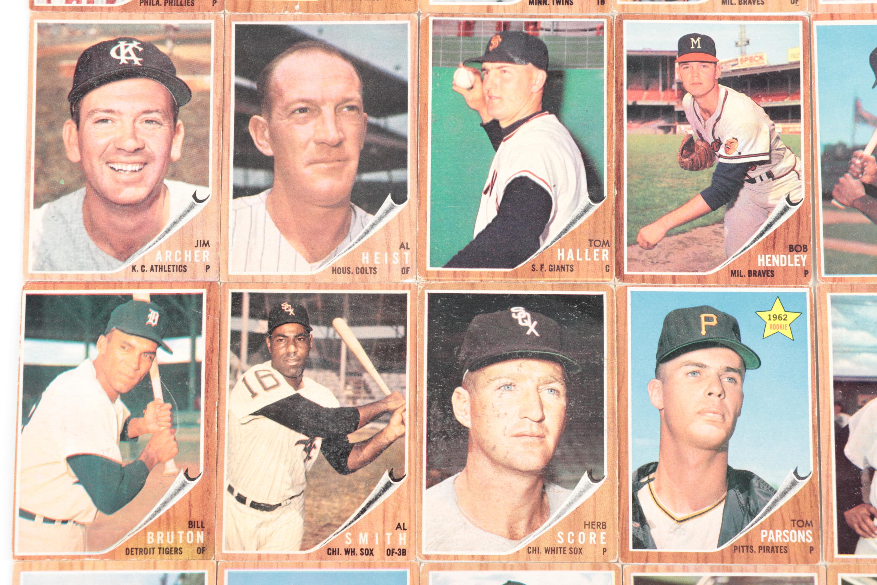 1962 Topps Baseball Cards with Hall of Fame Players and Stars