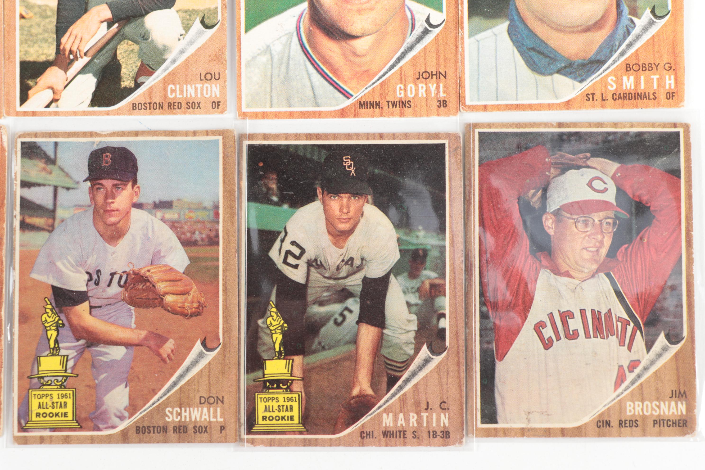 1962 Topps Baseball Cards with Hall of Fame Players and Stars