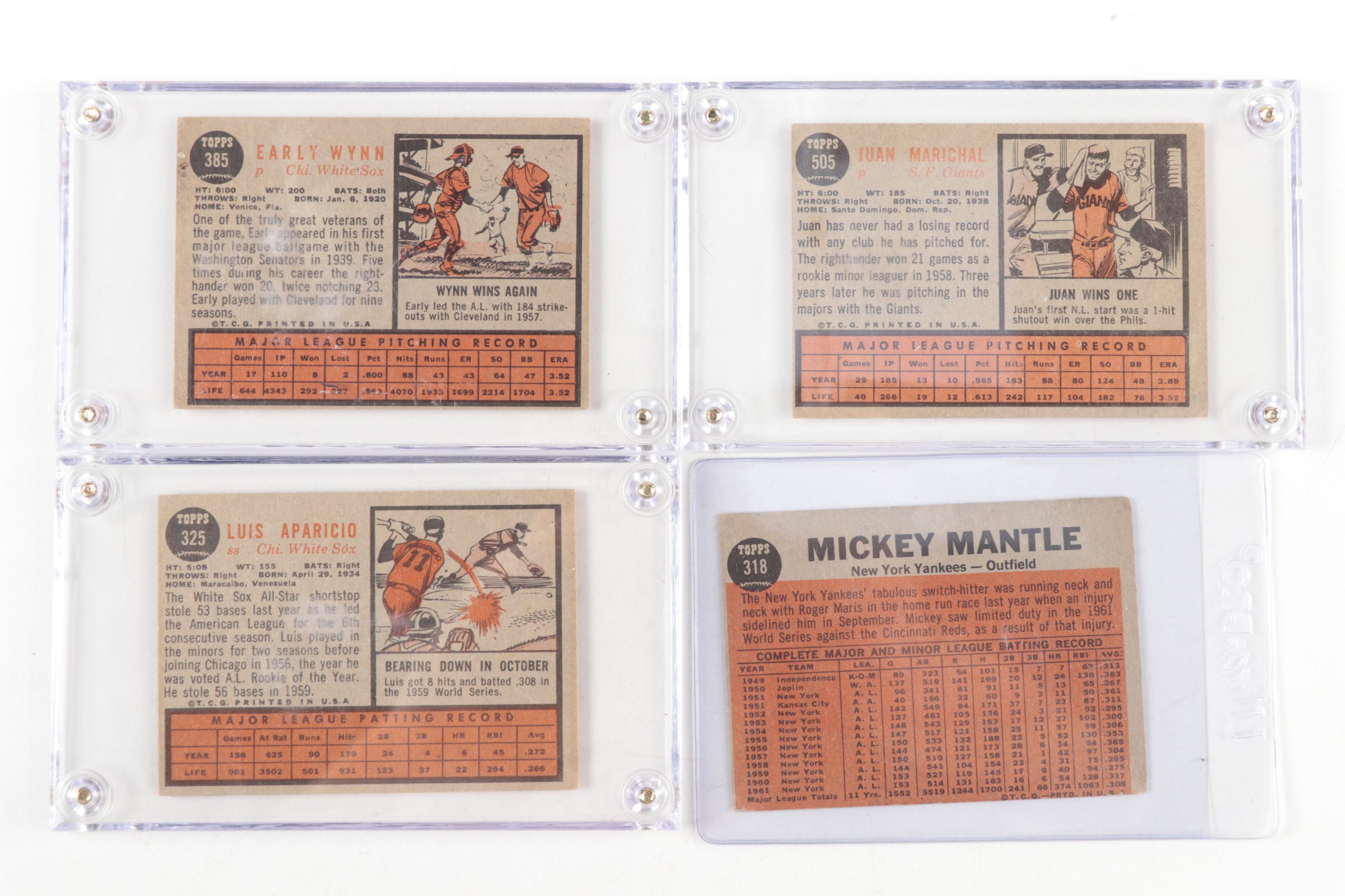 1962 Topps Baseball Cards with Hall of Fame Players and Stars