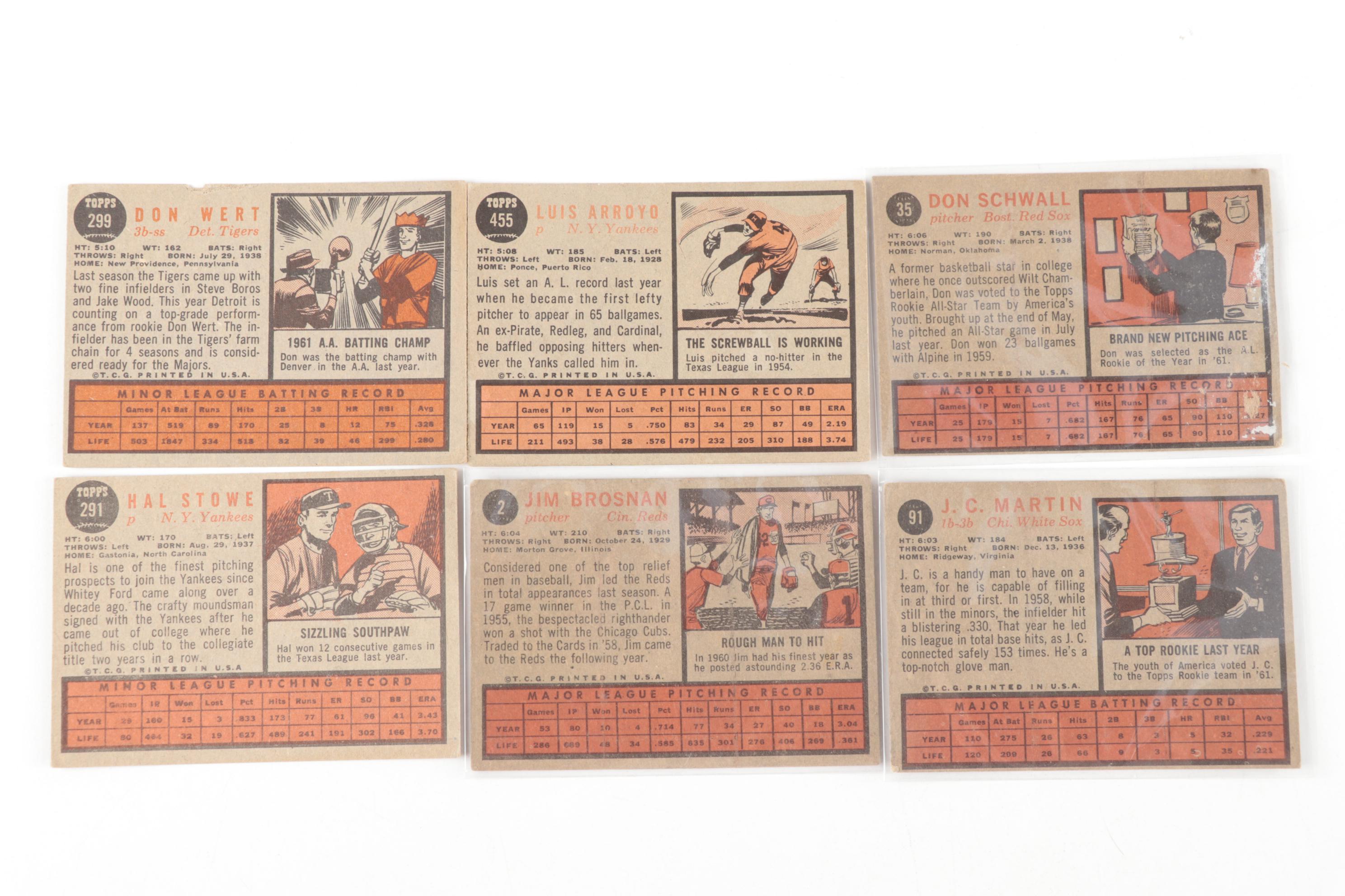1962 Topps Baseball Cards with Hall of Fame Players and Stars