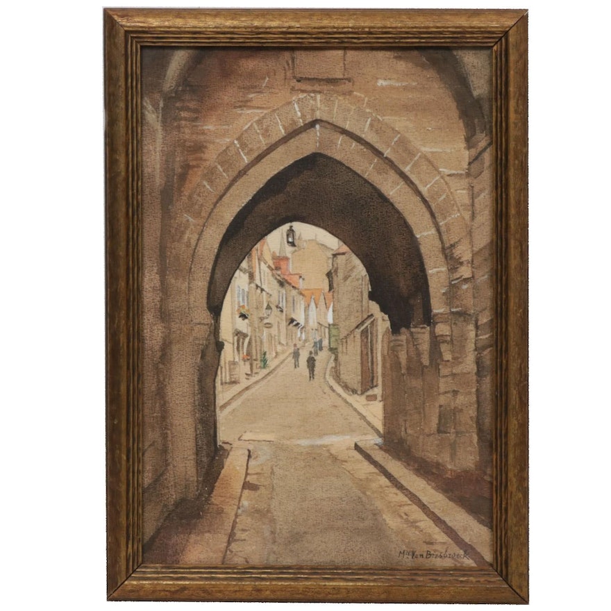 Marguerite Van Biesbroeck Watercolor Painting "Porte du Jersual"