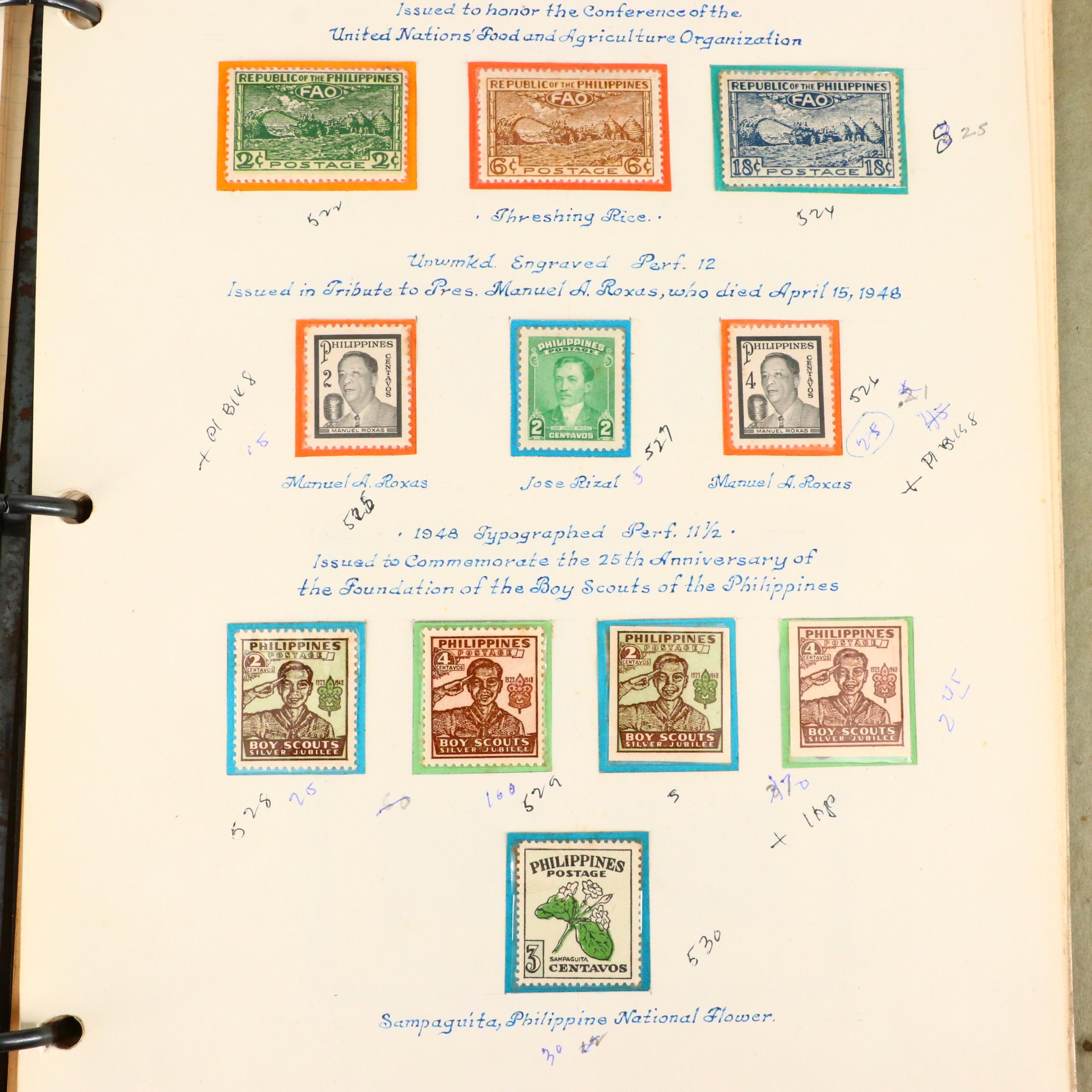 Album of Antique to Vintage Postage Stamps From the Philippines