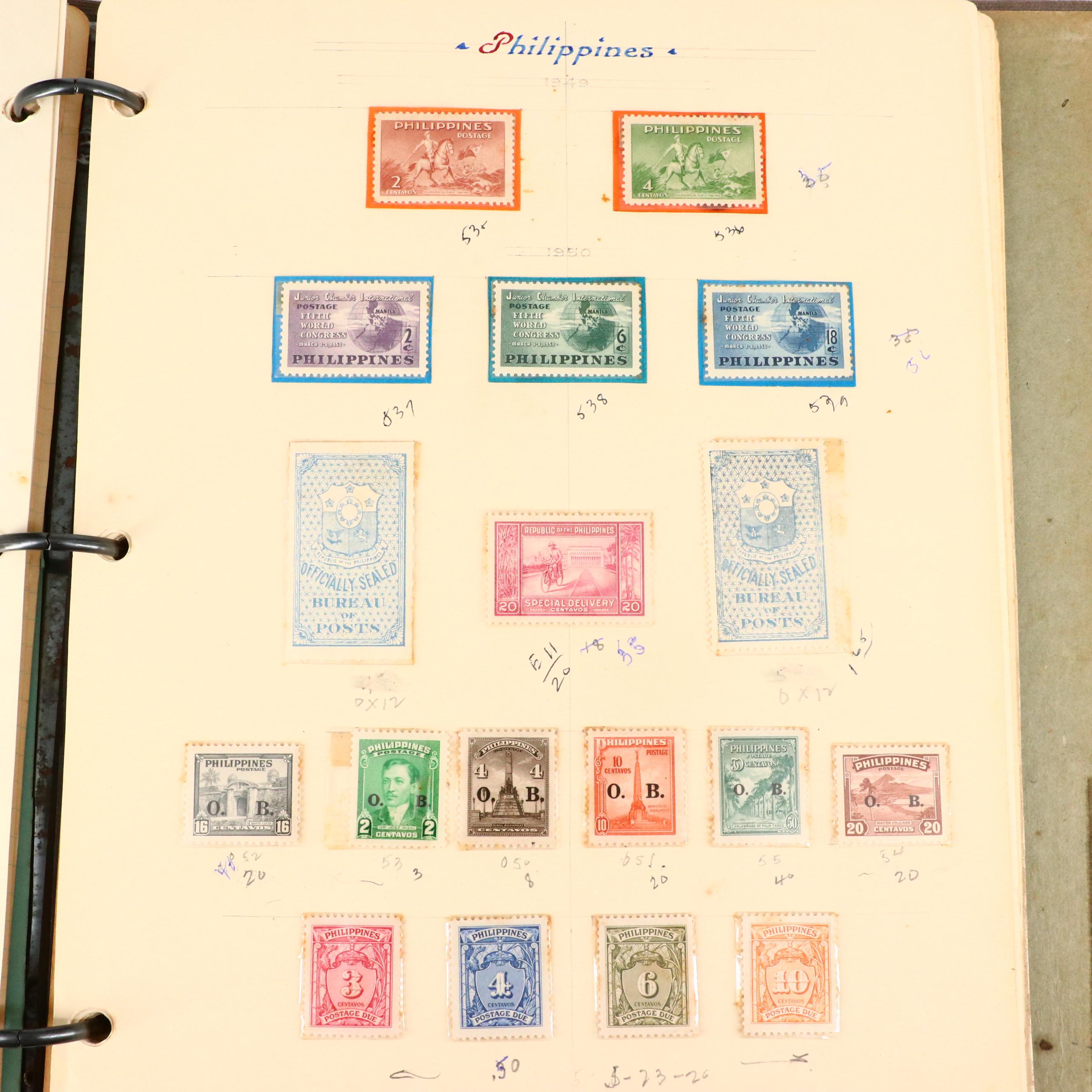 Album of Antique to Vintage Postage Stamps From the Philippines