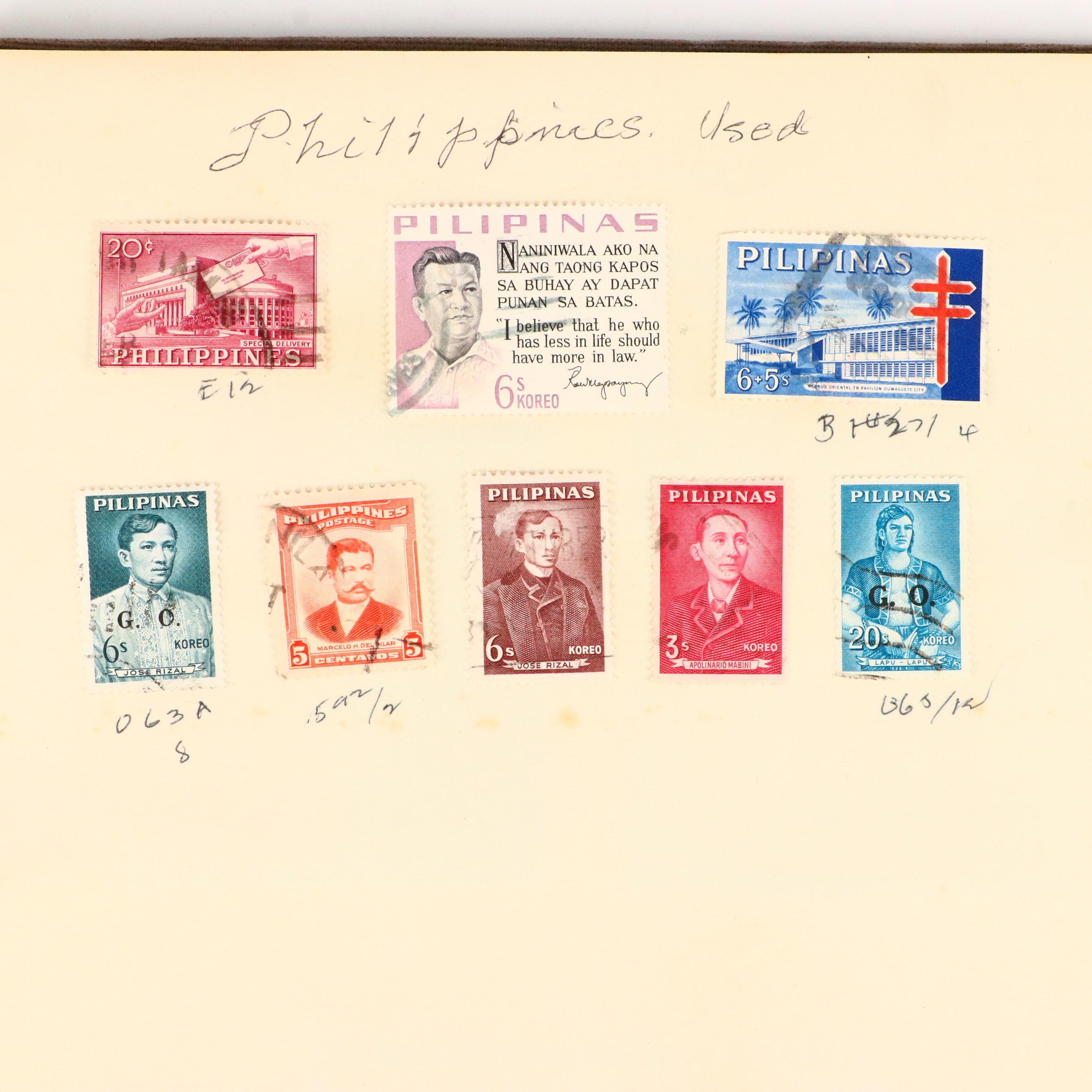 Album of Antique to Vintage Postage Stamps From the Philippines
