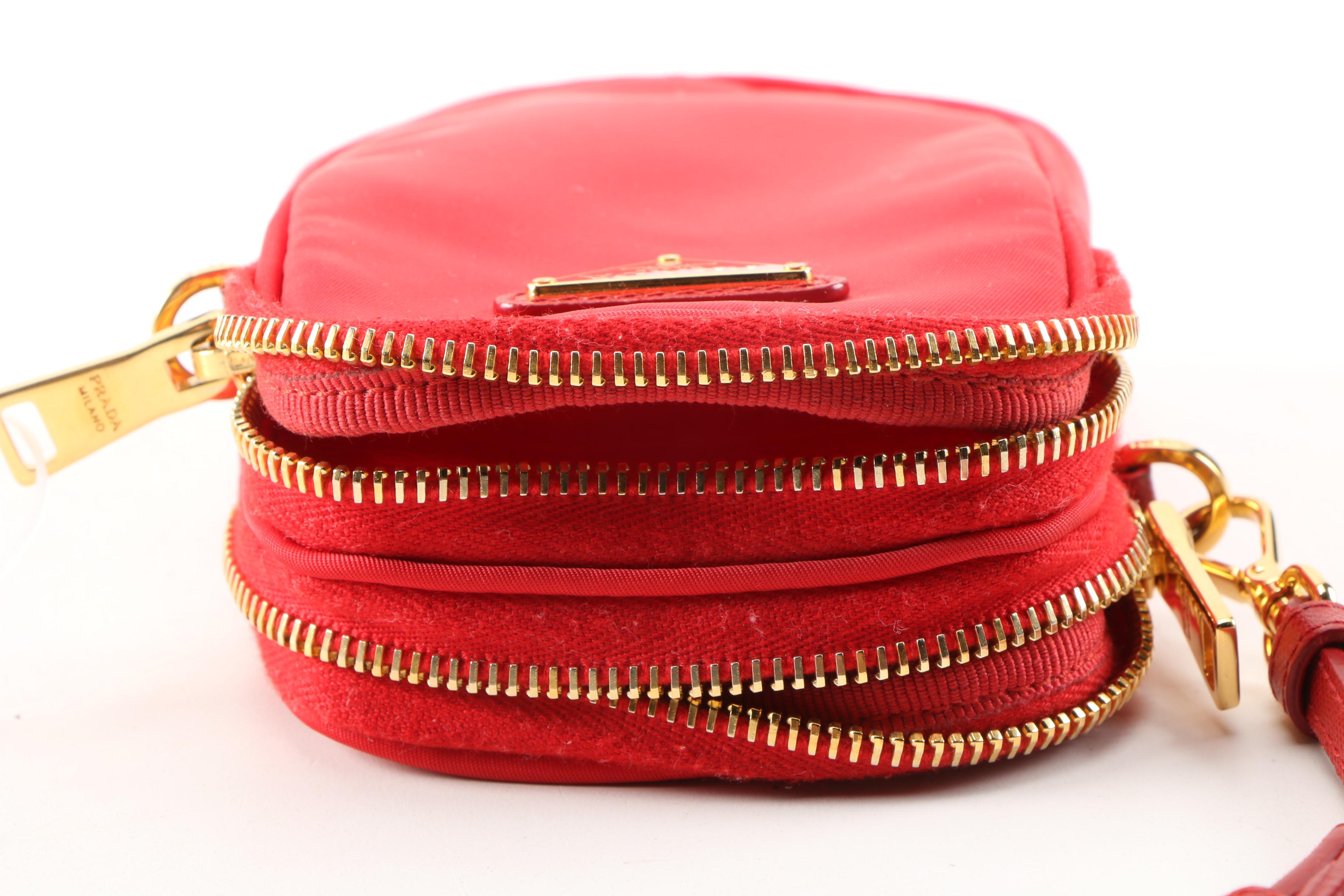 Prada Red Tessuto Nylon Convertible Crossbody Bag with Saffiano Leather Straps