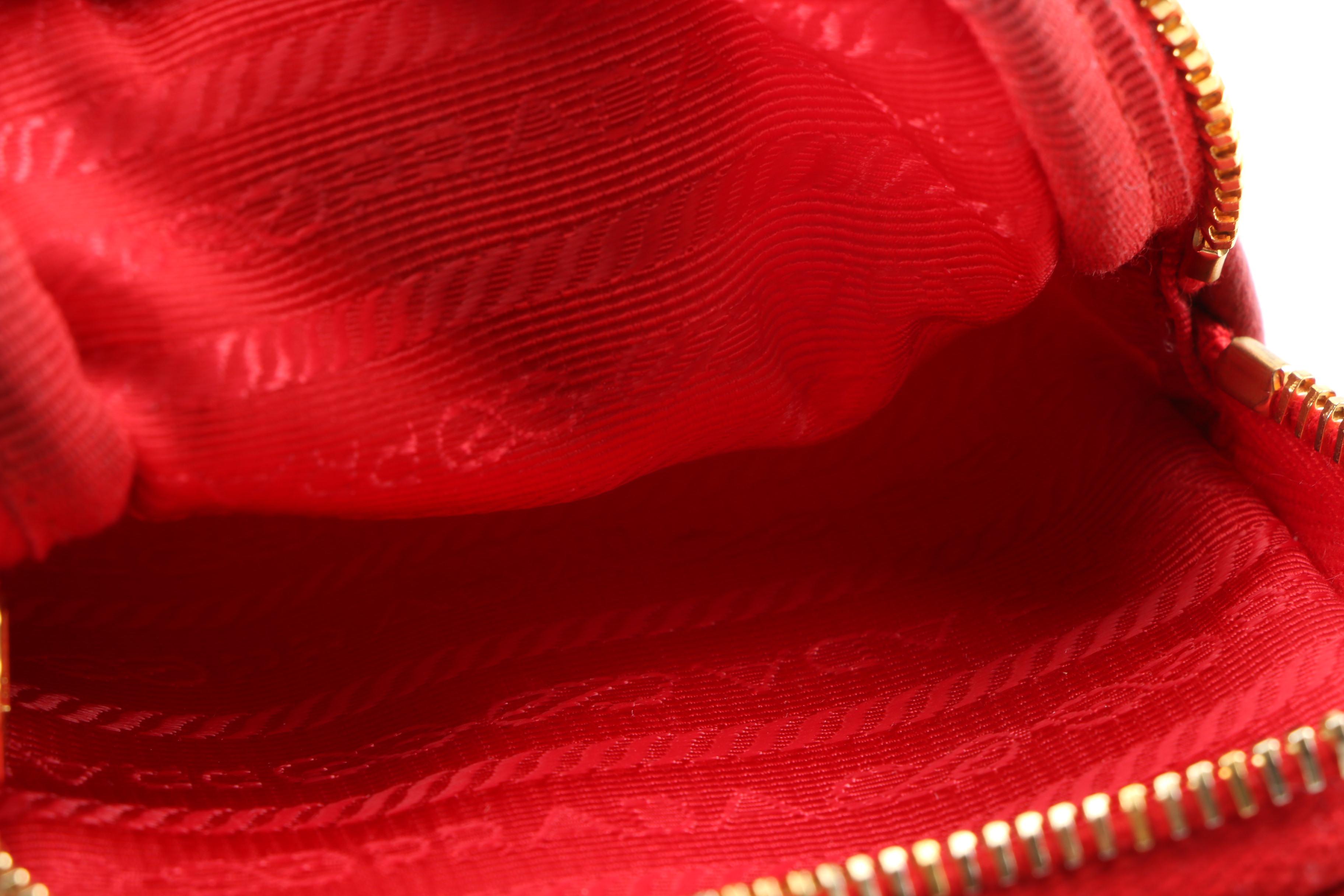 Prada Red Tessuto Nylon Convertible Crossbody Bag with Saffiano Leather Straps