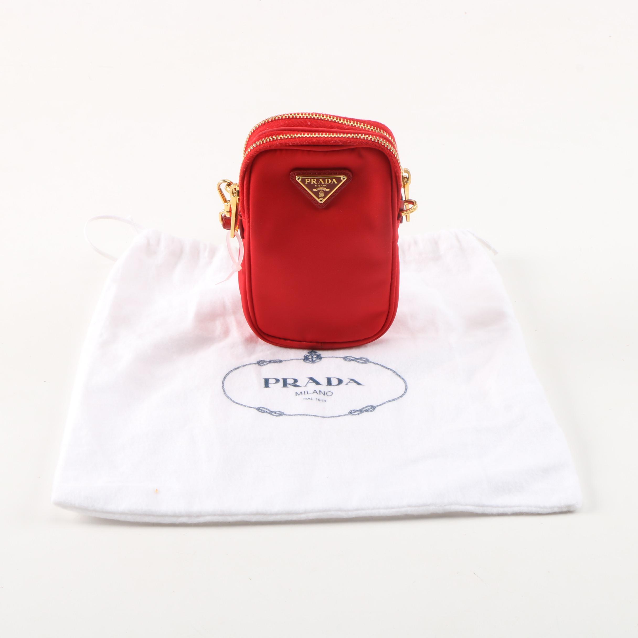 Prada Red Tessuto Nylon Convertible Crossbody Bag with Saffiano Leather Straps