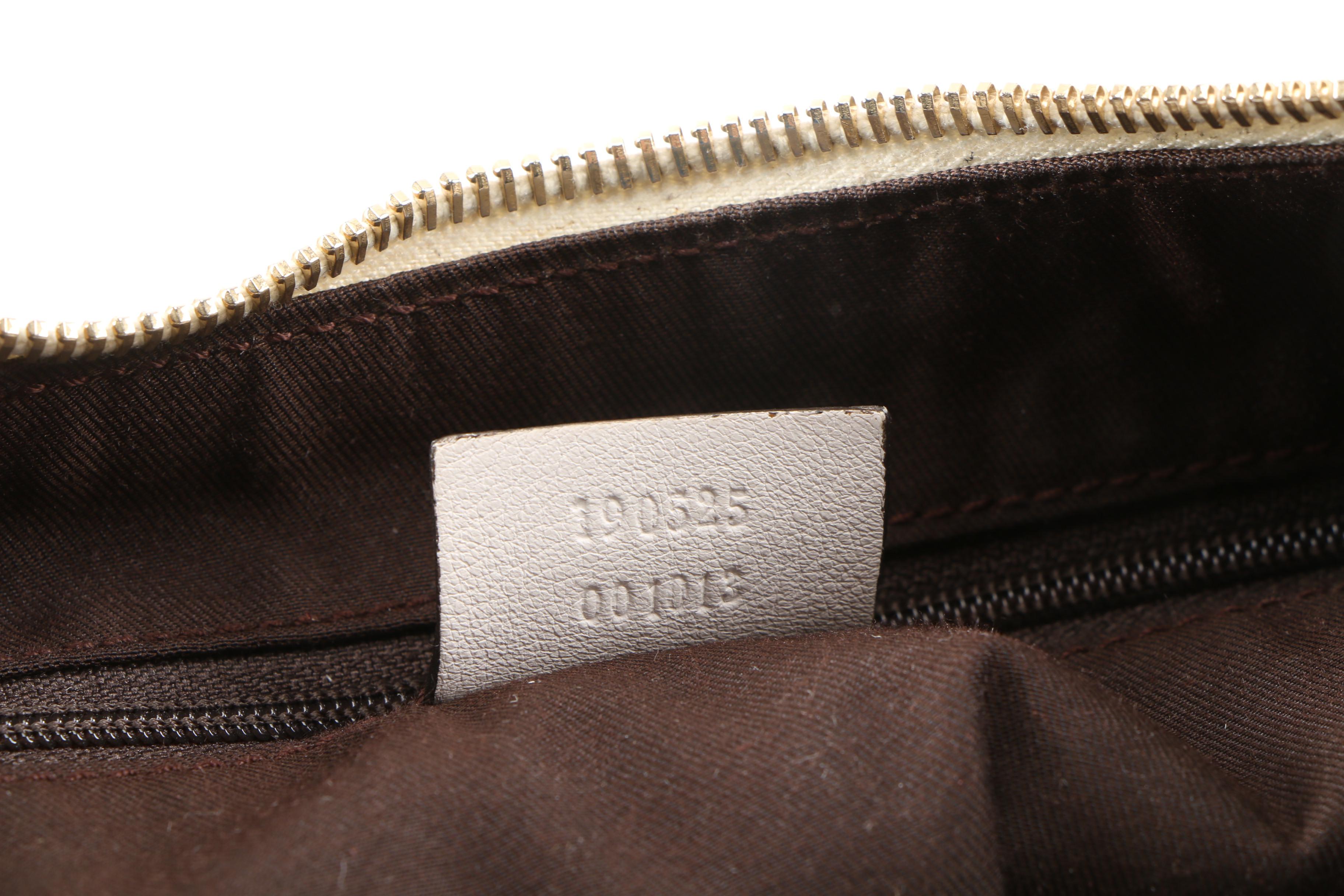 Gucci Abbey D-Ring GG Canvas and White Leather Hobo Bag