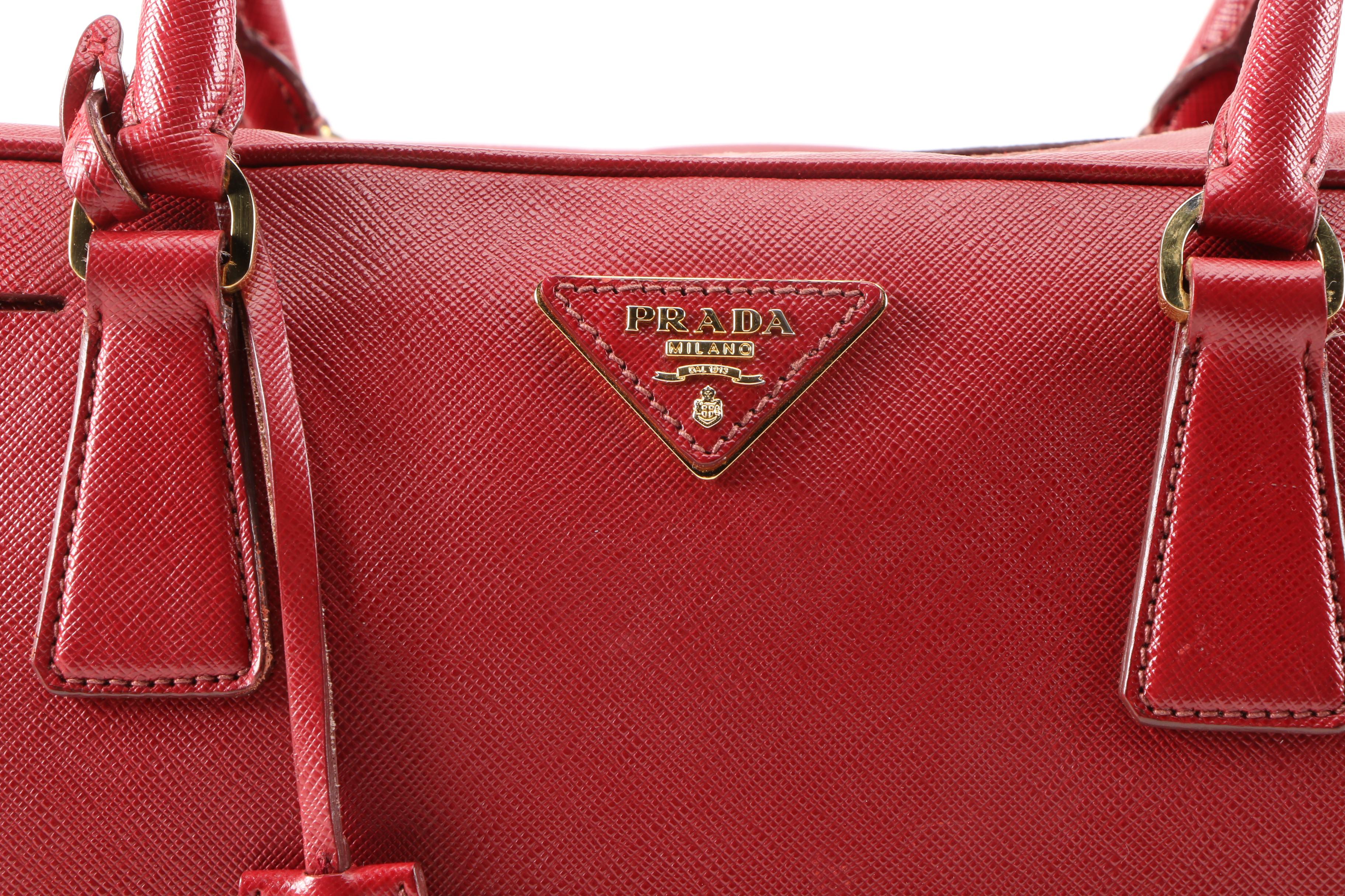 Prada Red Saffiano Leather Satchel