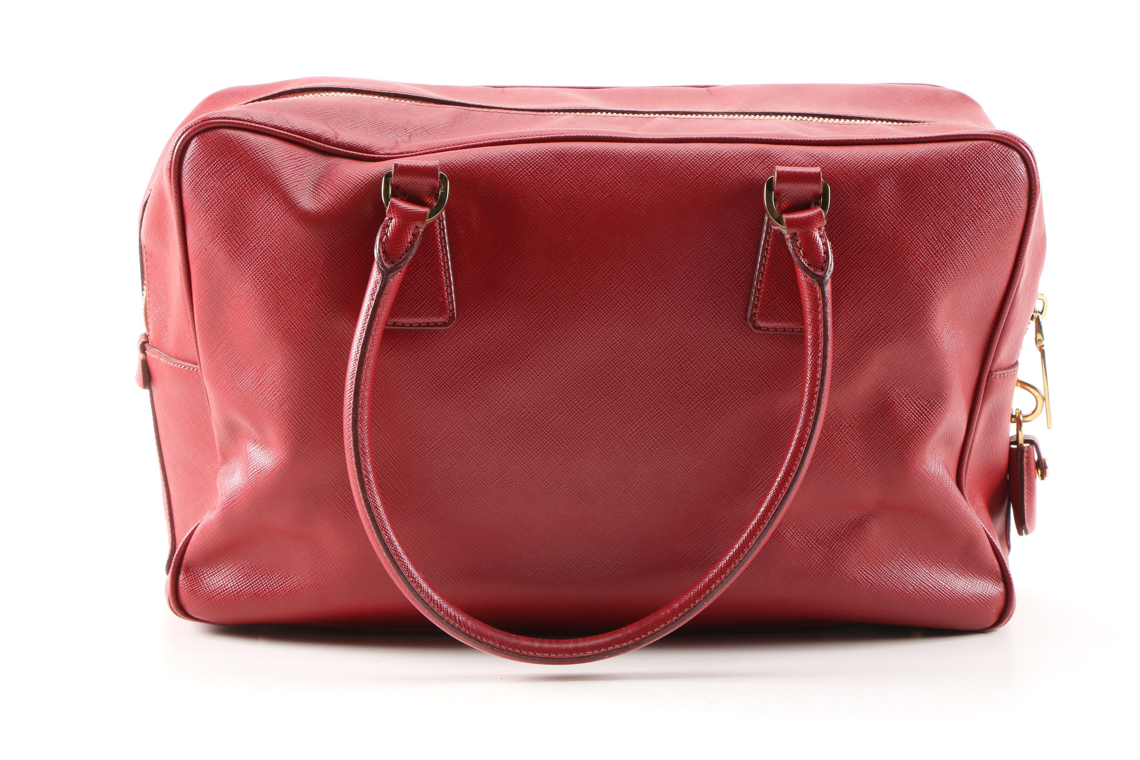 Prada Red Saffiano Leather Satchel