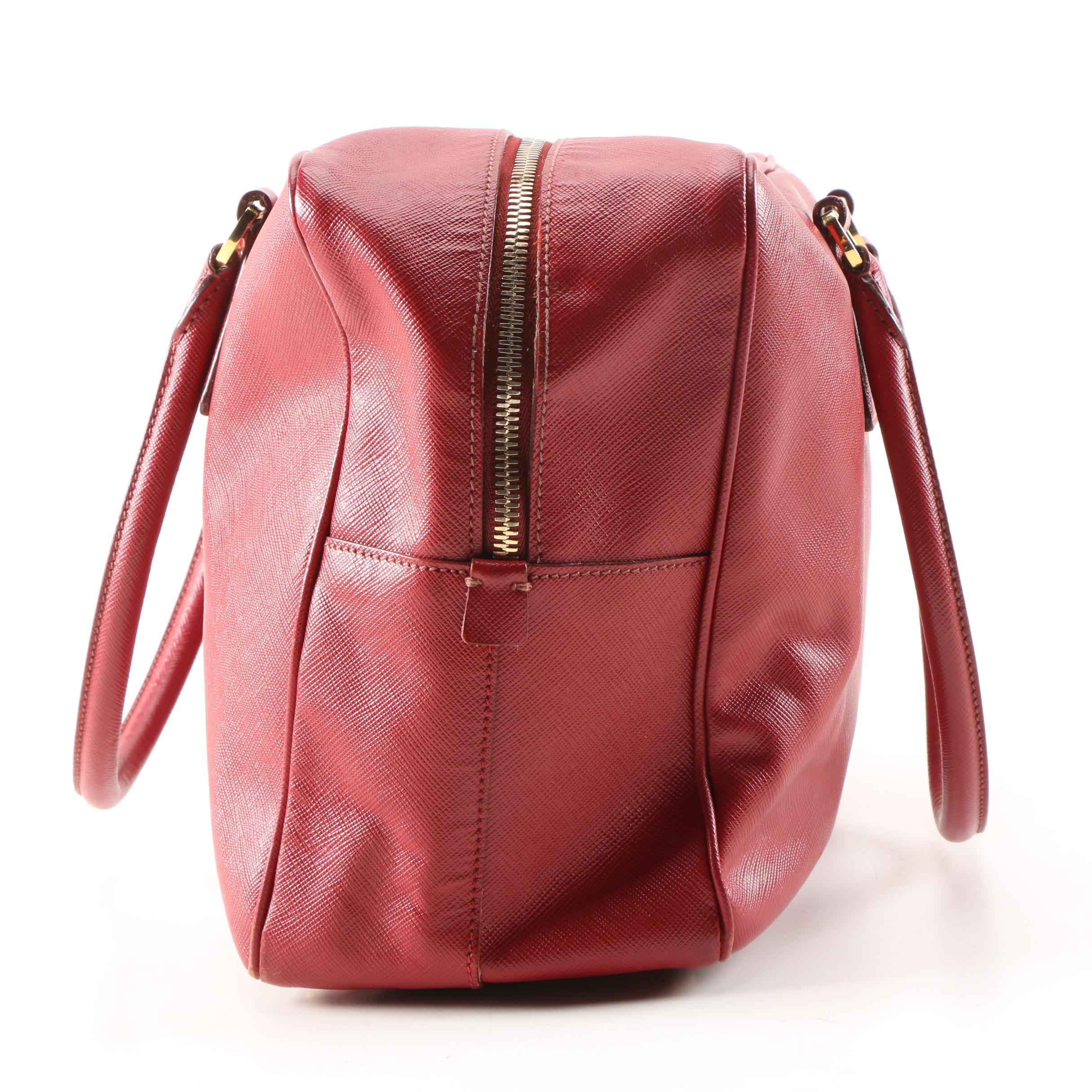 Prada Red Saffiano Leather Satchel