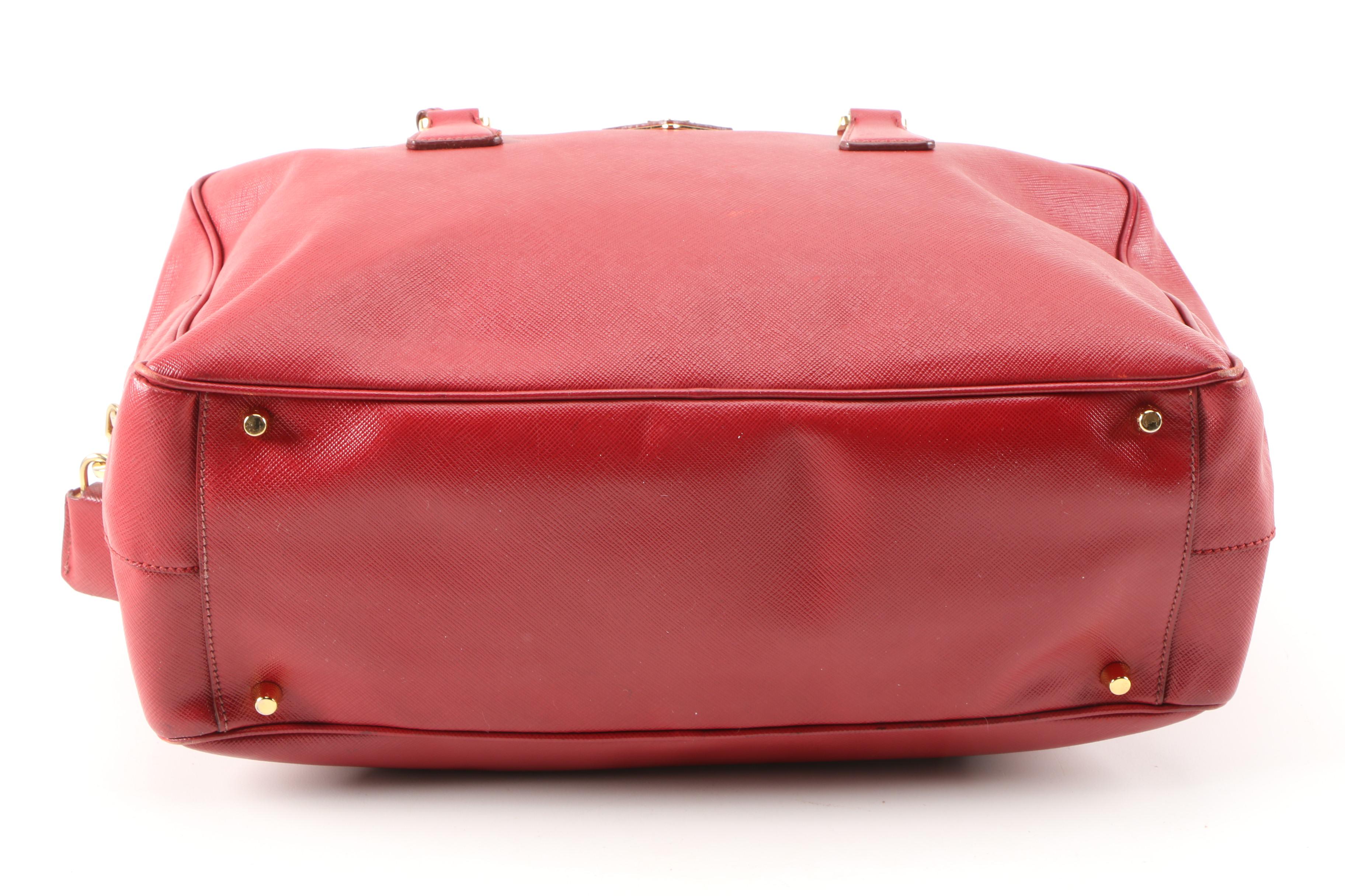 Prada Red Saffiano Leather Satchel