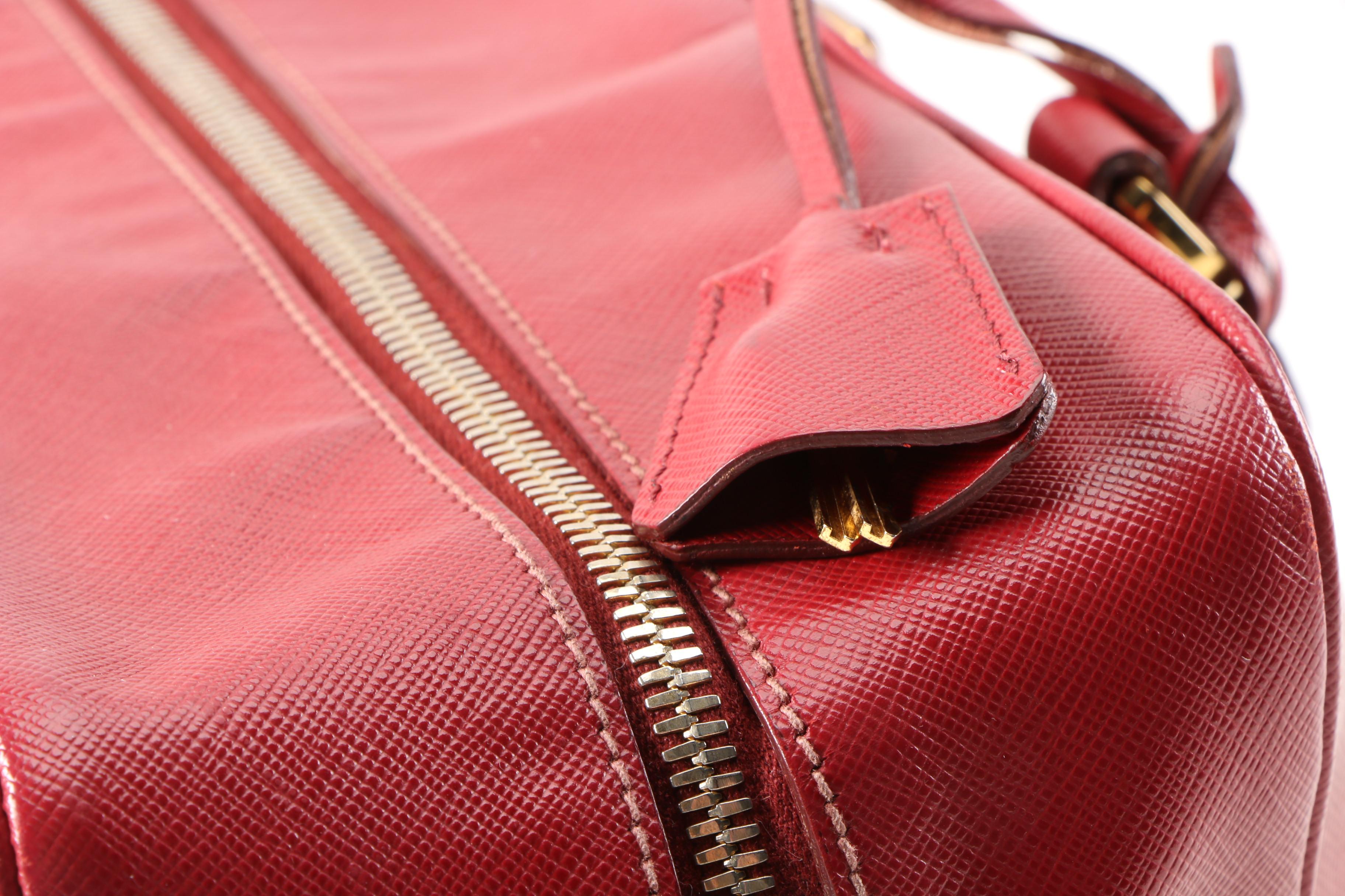 Prada Red Saffiano Leather Satchel